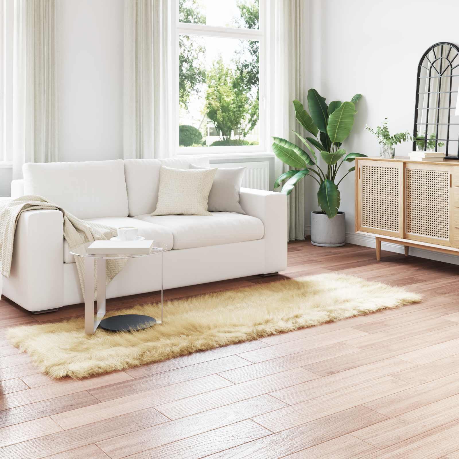 Tappeto in finta TAFALLA Crema 80 x 250 cm Poliestere