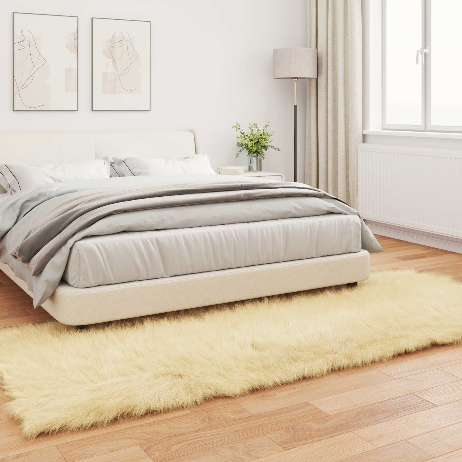 Tappeto in finta TAFALLA Crema 80 x 250 cm Poliestere