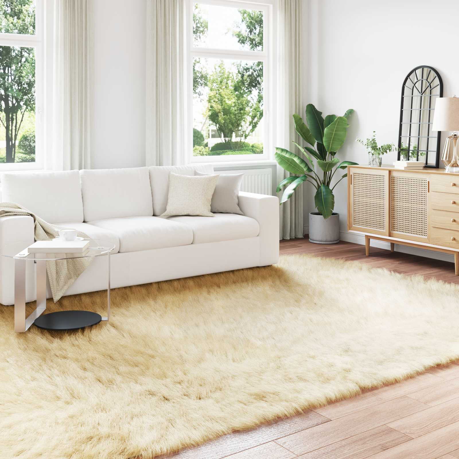 Tappeto in finta TAFALLA Crema 200 x 280 cm Poliestere