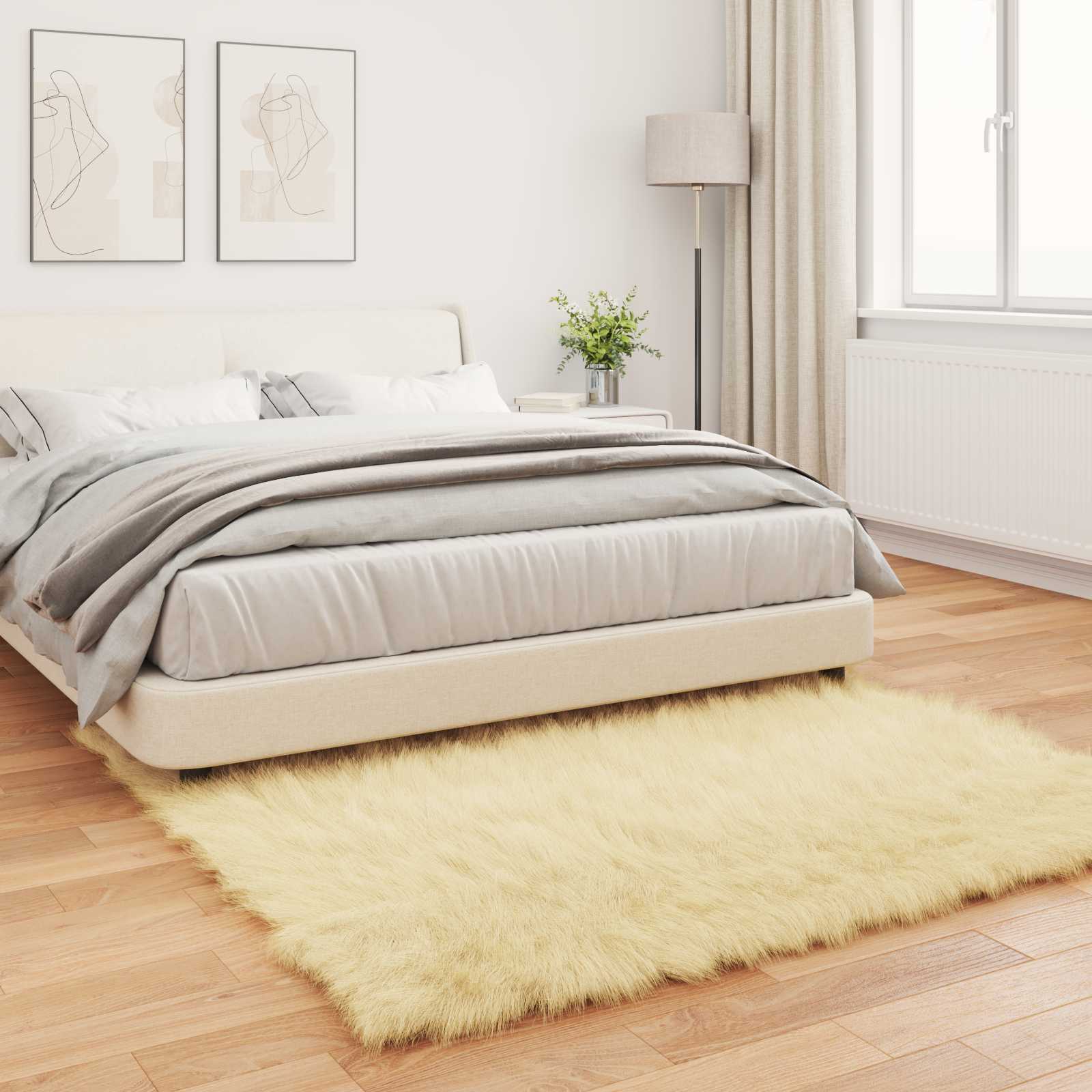 Tappeto in finta TAFALLA Crema 160 x 160 cm Poliestere