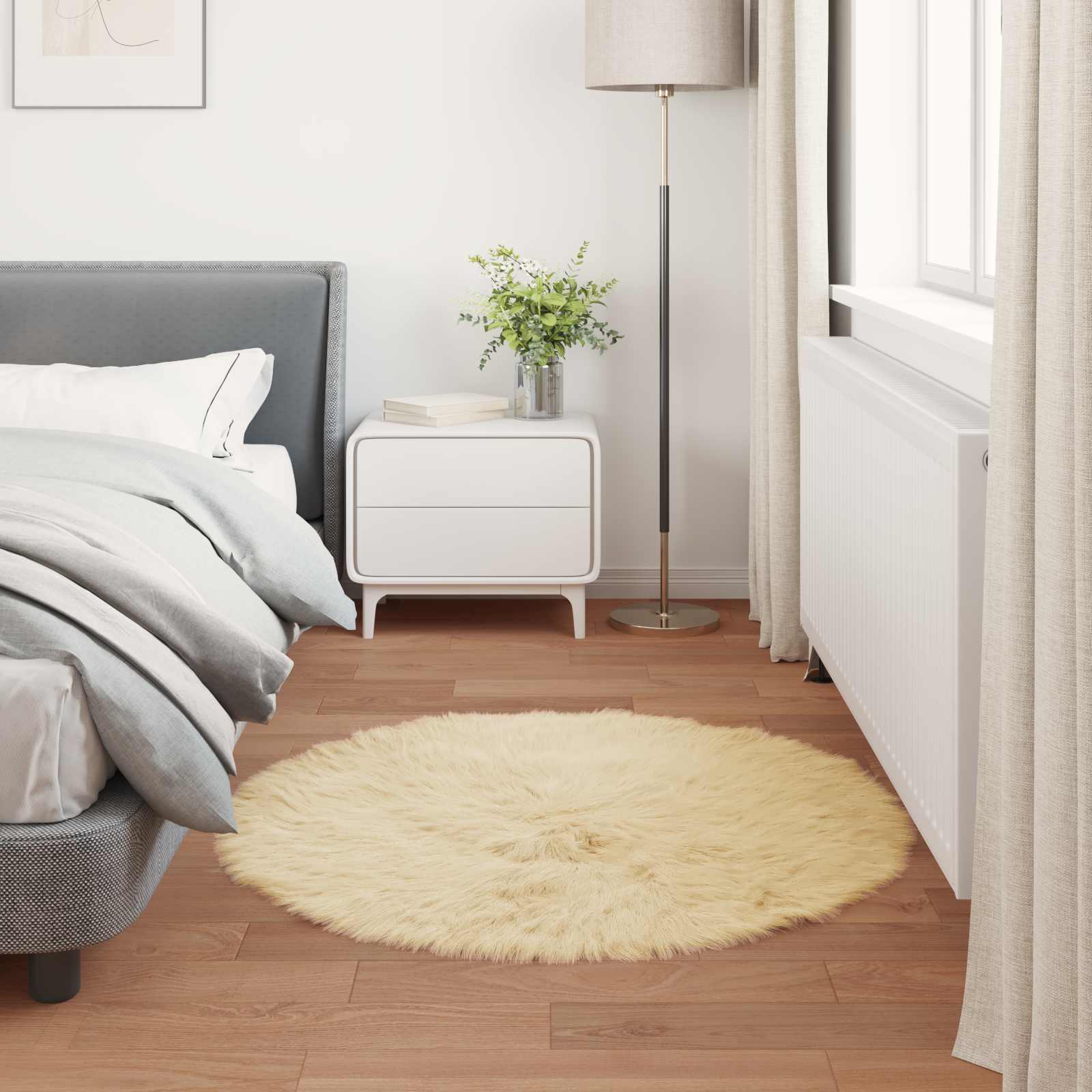 Tappeto in finta TAFALLA Crema Ø 80 cm Poliestere