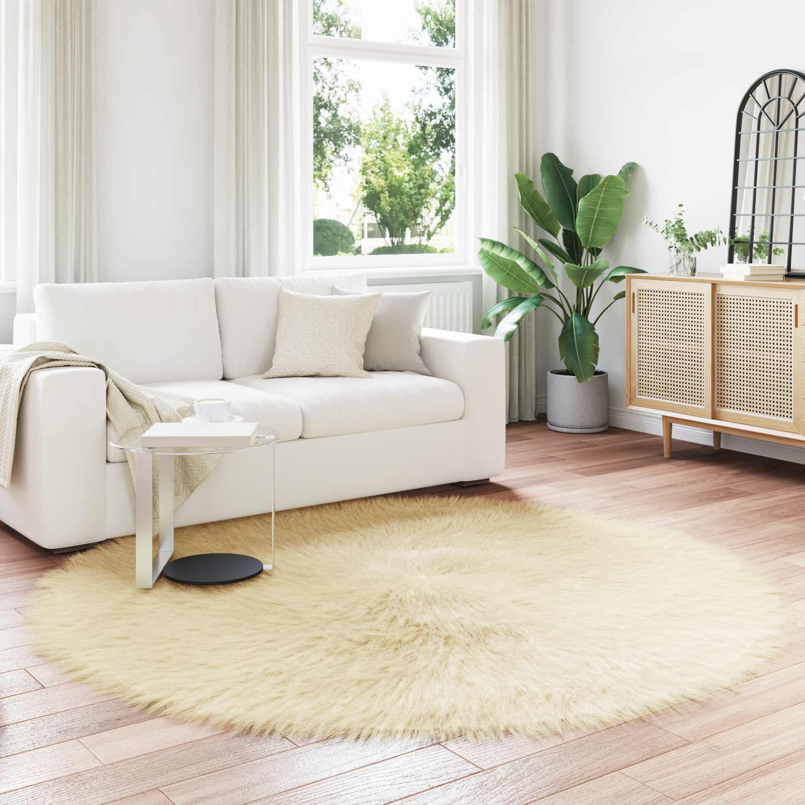 Tappeto in finta TAFALLA Crema Ø 200 cm Poliestere
