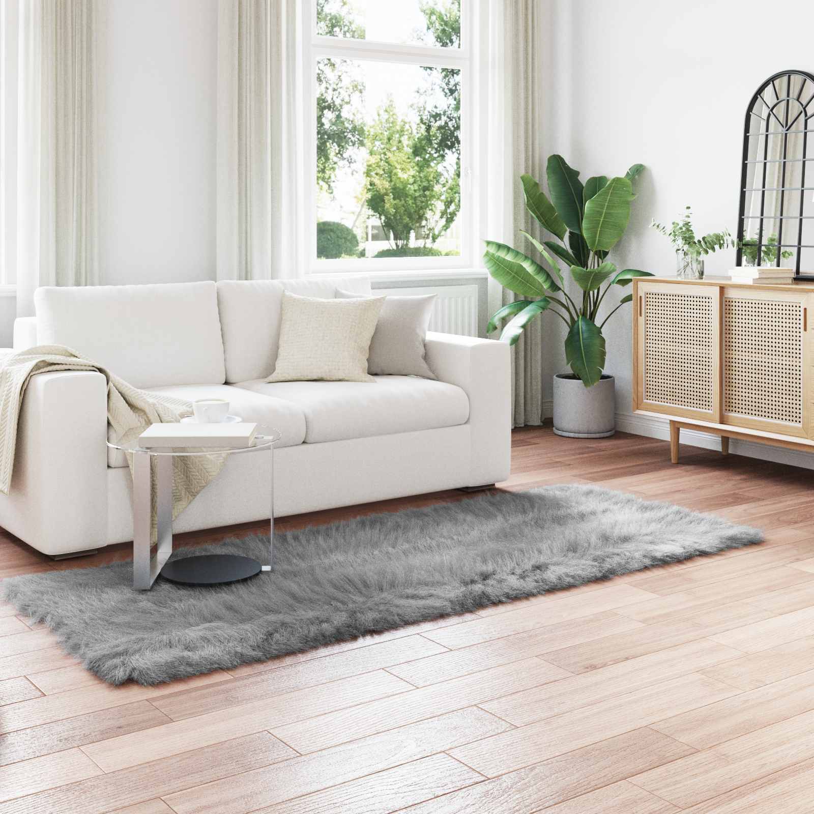 Tappeto in finta TAFALLA Grigio 80 x 250 cm Poliestere