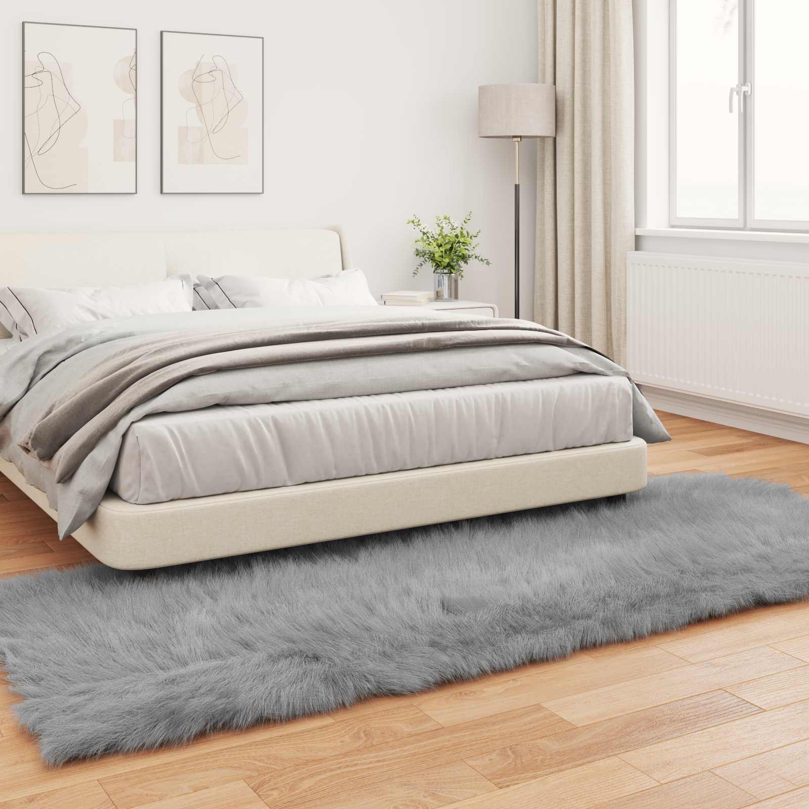 Tappeto in finta TAFALLA Grigio 80 x 250 cm Poliestere