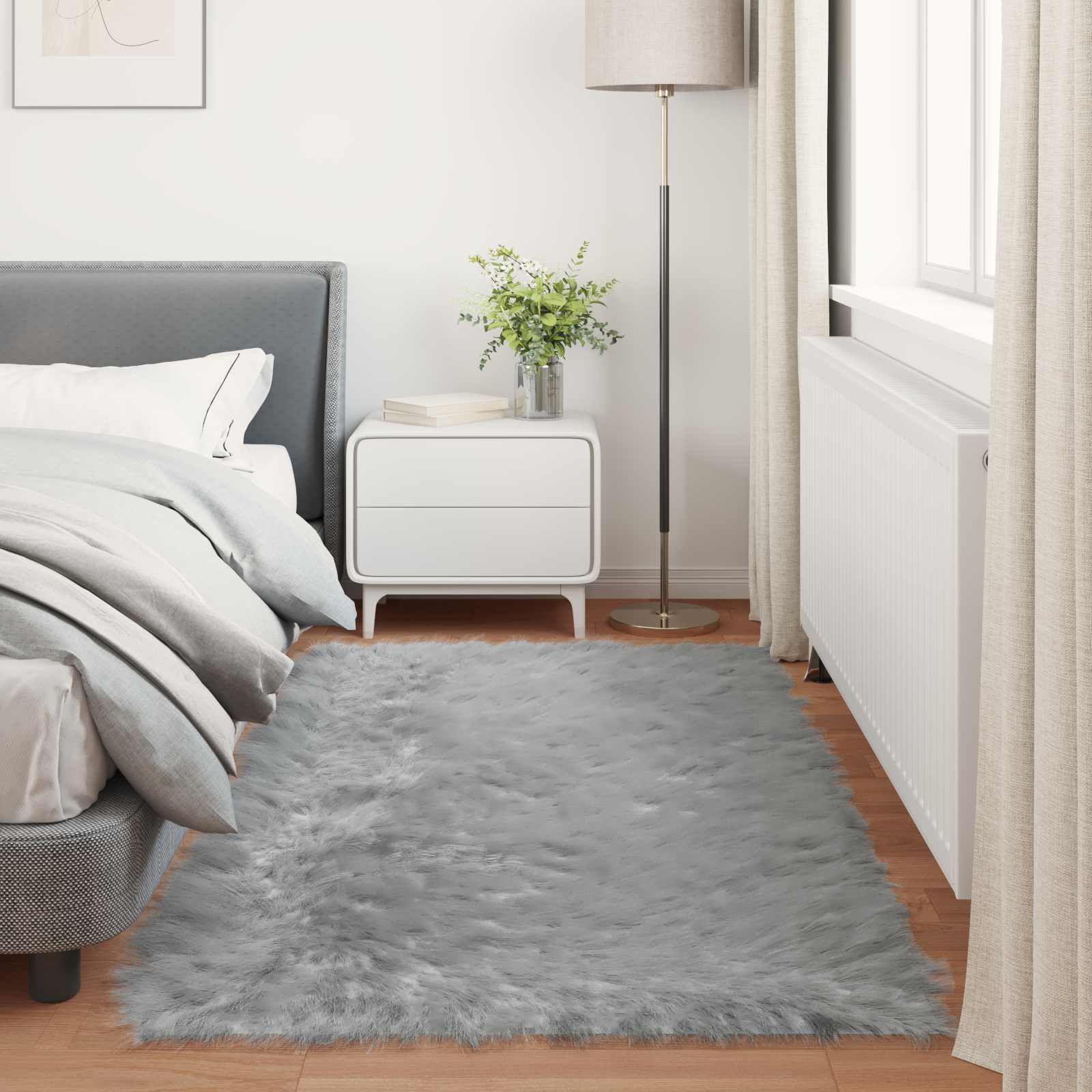 Tappeto in finta TAFALLA Grigio 100 x 200 cm Poliestere