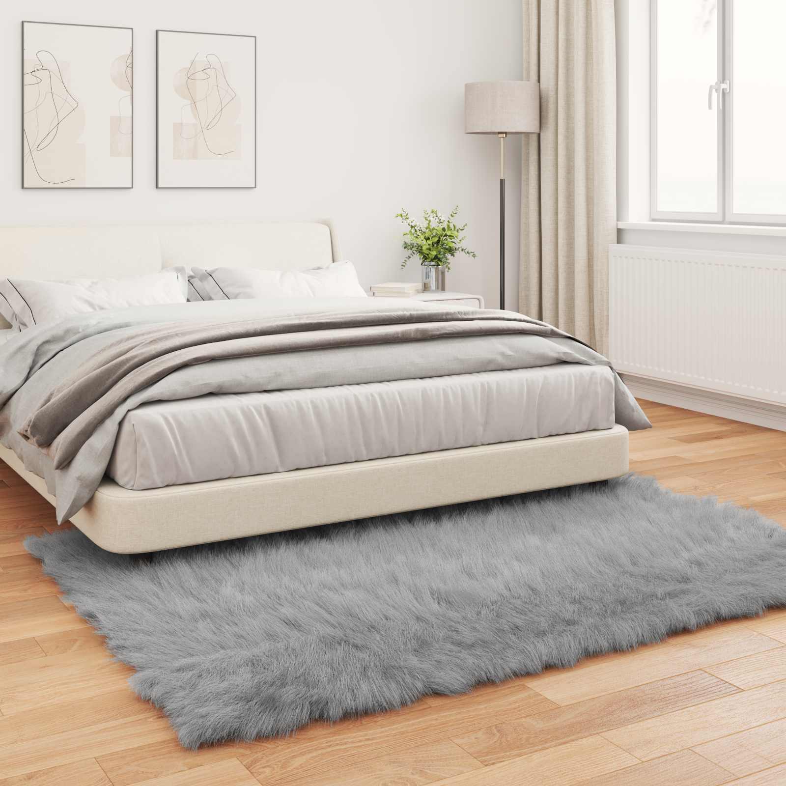 Tappeto in finta TAFALLA Grigio 140 x 200 cm Poliestere