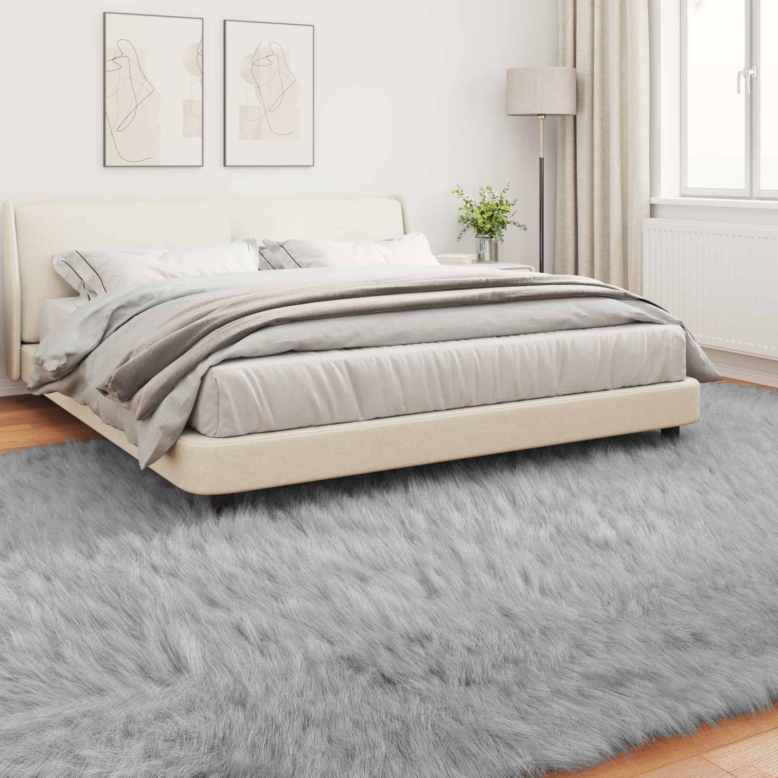 Tappeto in finta TAFALLA Grigio 200 x 280 cm Poliestere