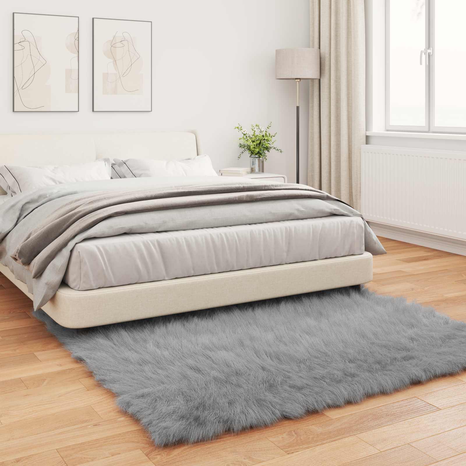 Tappeto in finta TAFALLA Grigio 160 x 160 cm Poliestere