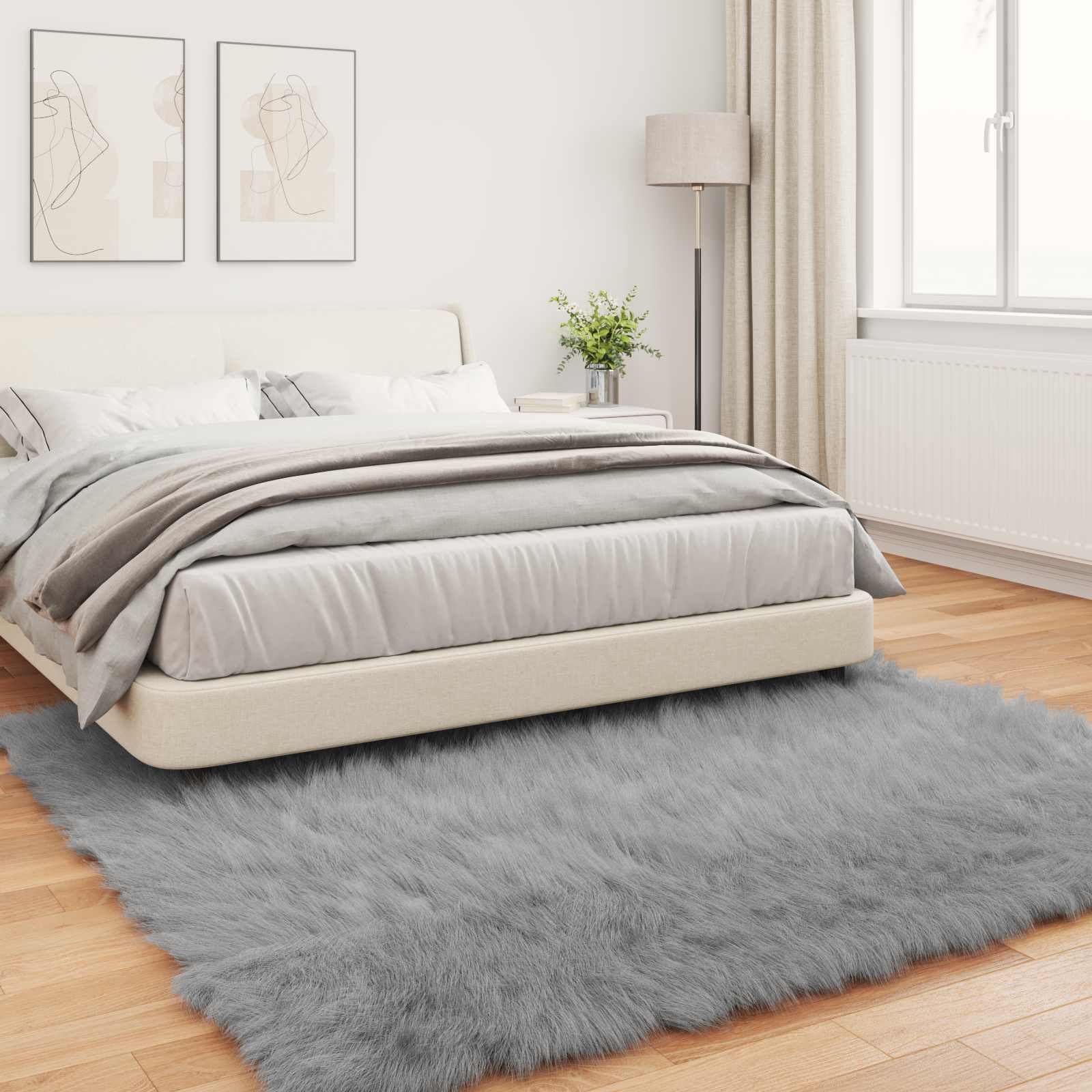 Tappeto in finta TAFALLA Grigio 200 x 200 cm Poliestere
