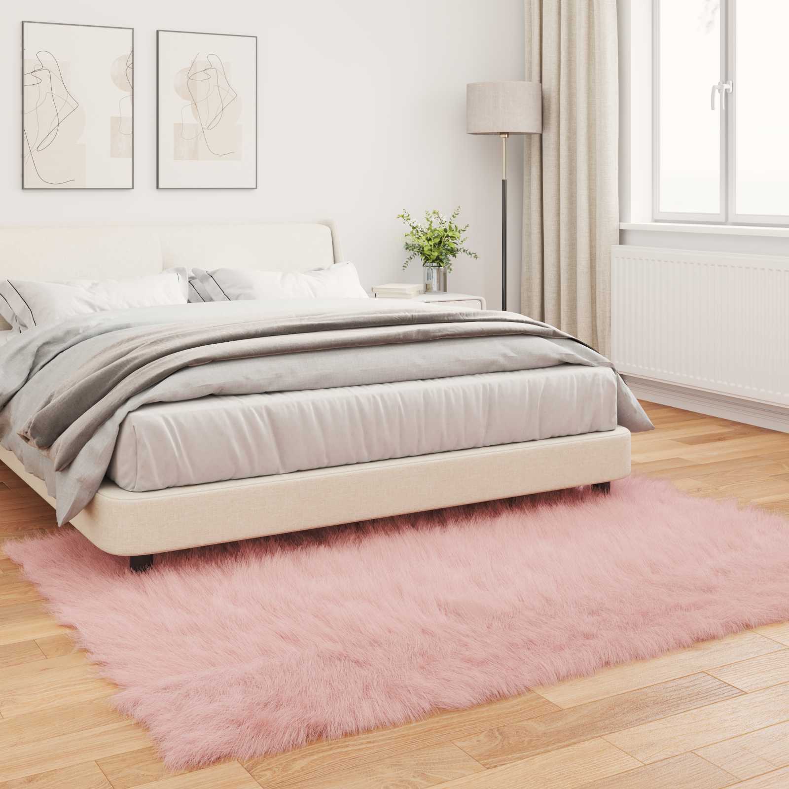 Tappeto in finta TAFALLA Rosa 140 x 200 cm Poliestere