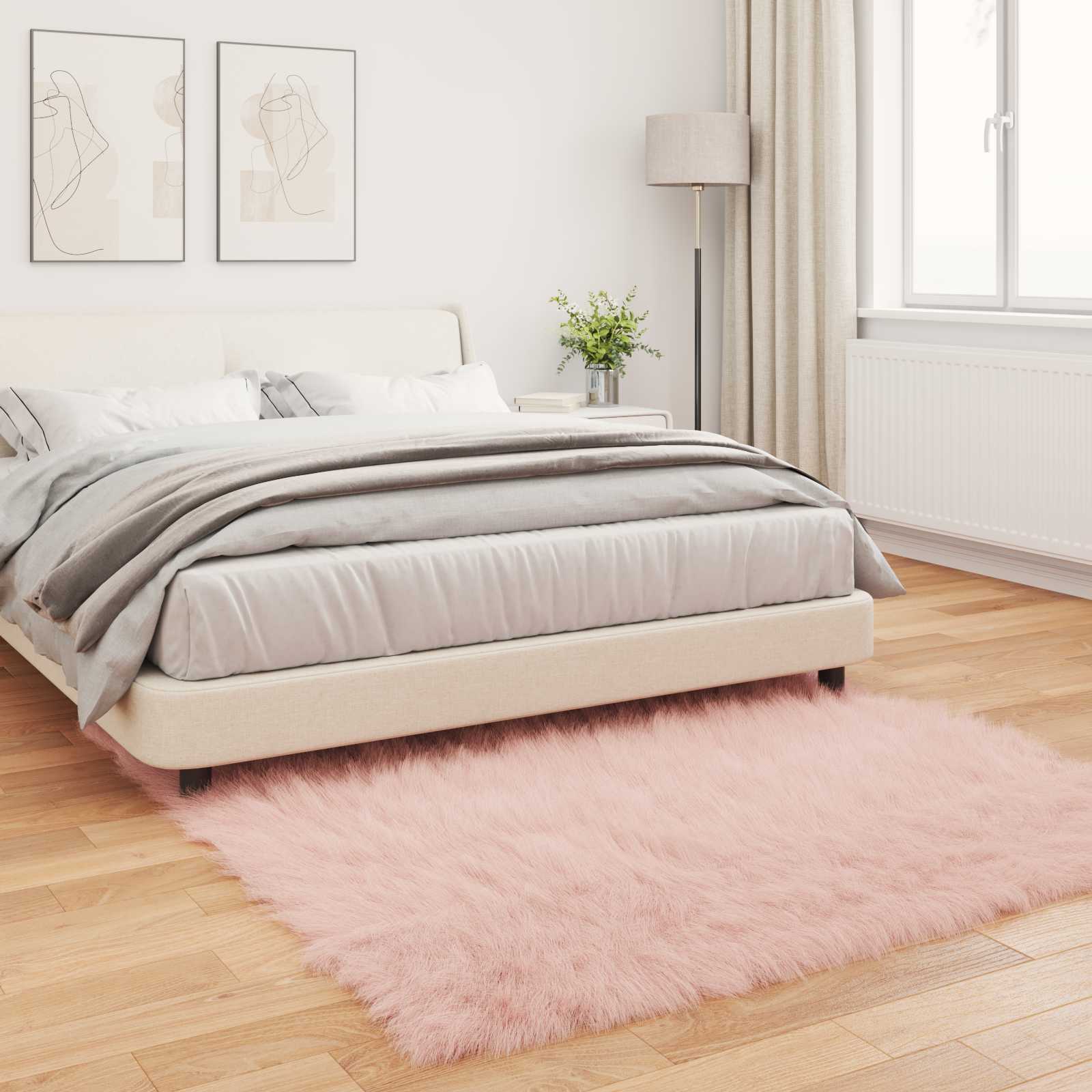 Tappeto in finta TAFALLA Rosa 160 x 160 cm Poliestere