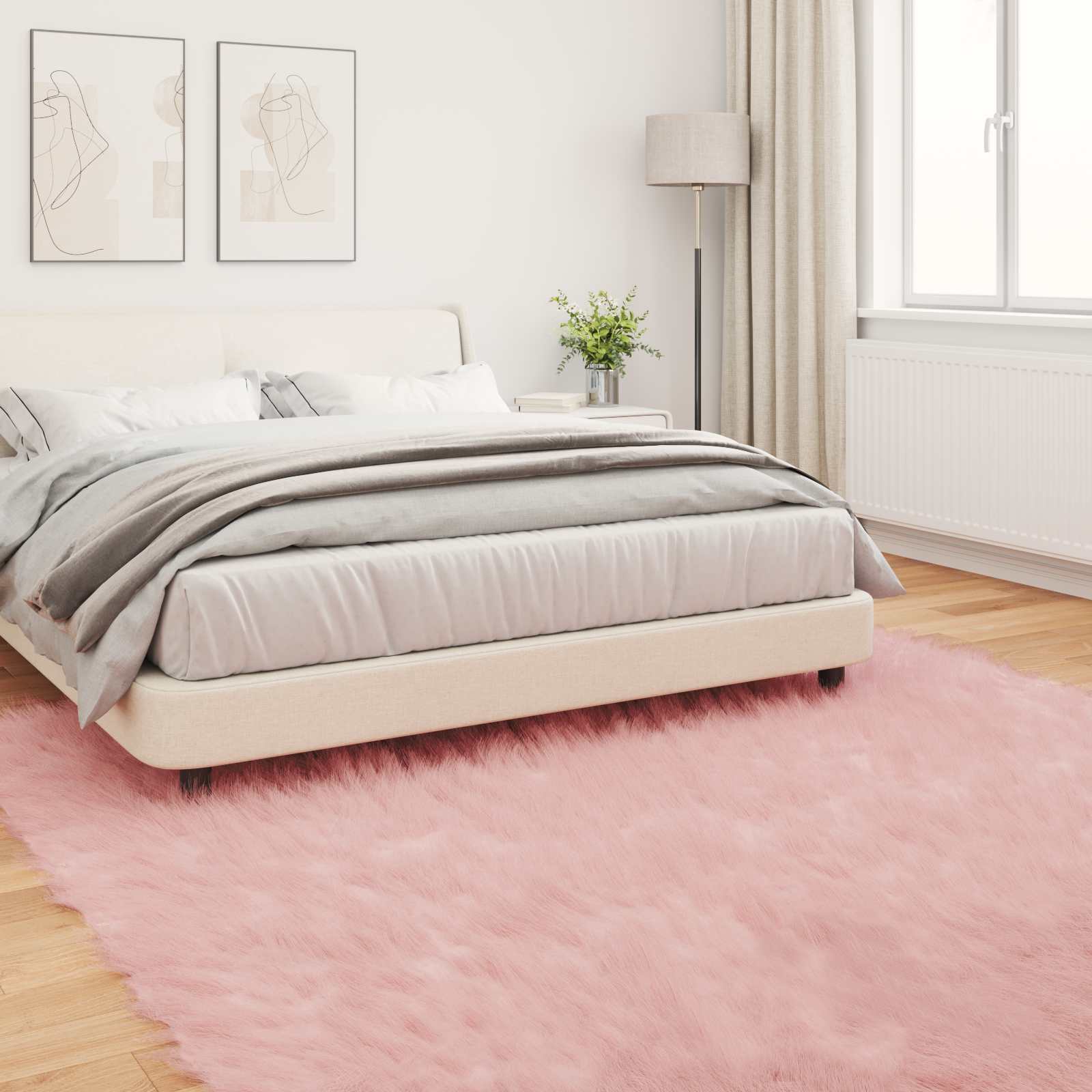 Tappeto in finta TAFALLA Rosa 240 x 240 cm Poliestere