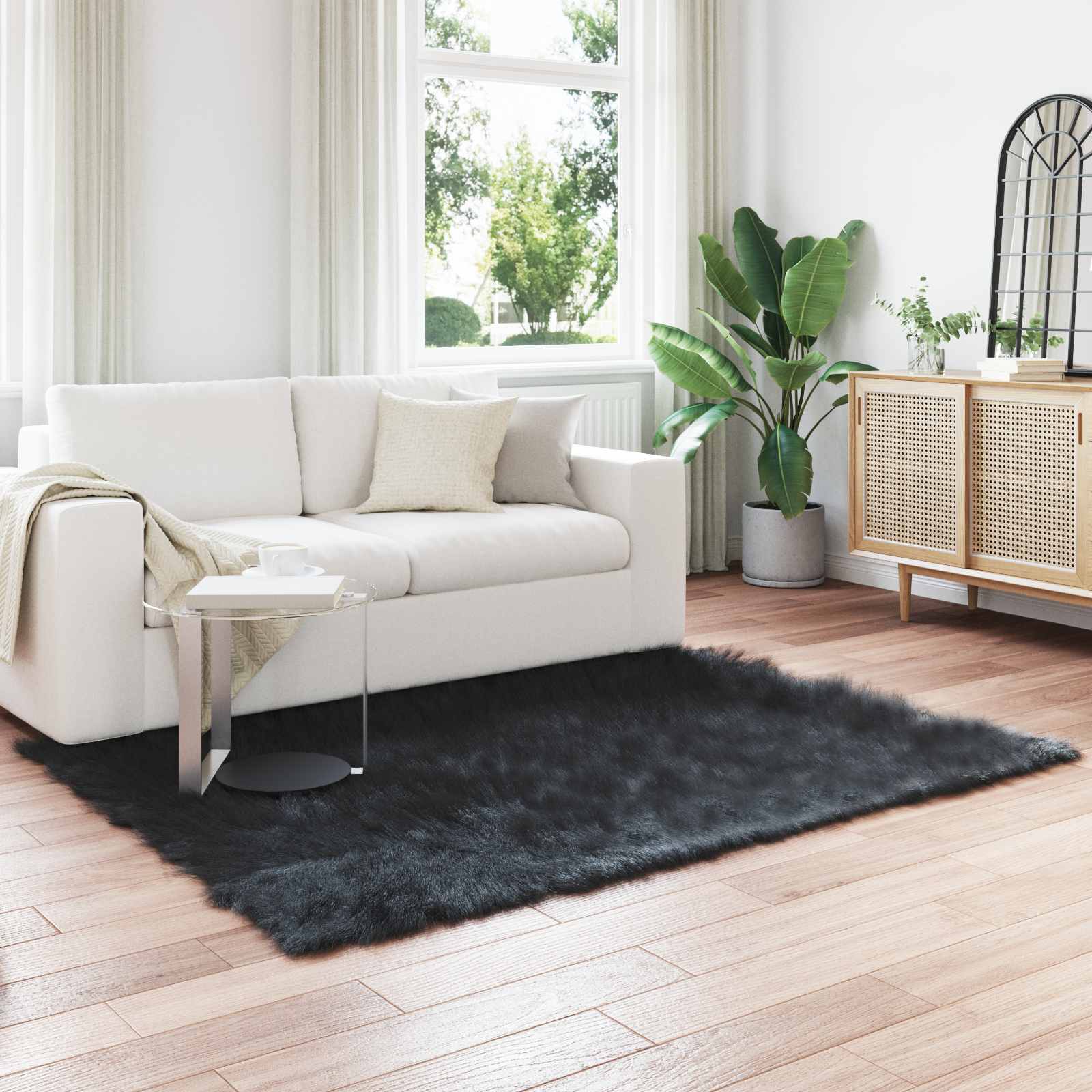 Tappeto in finta TAFALLA Nero 160 x 230 cm Poliestere