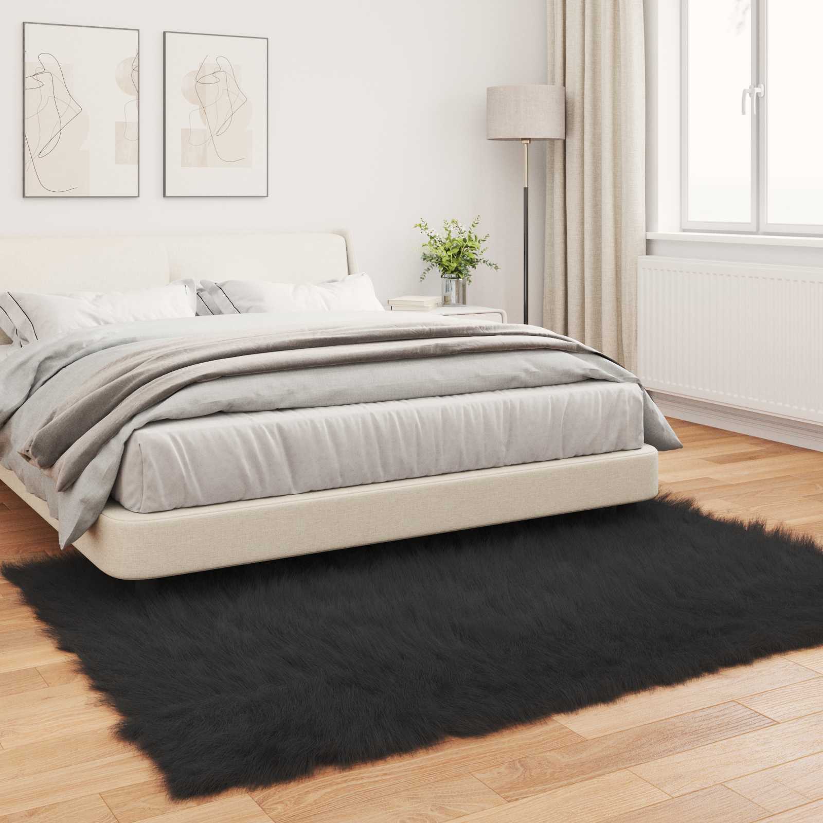 Tappeto in finta TAFALLA Nero 160 x 230 cm Poliestere