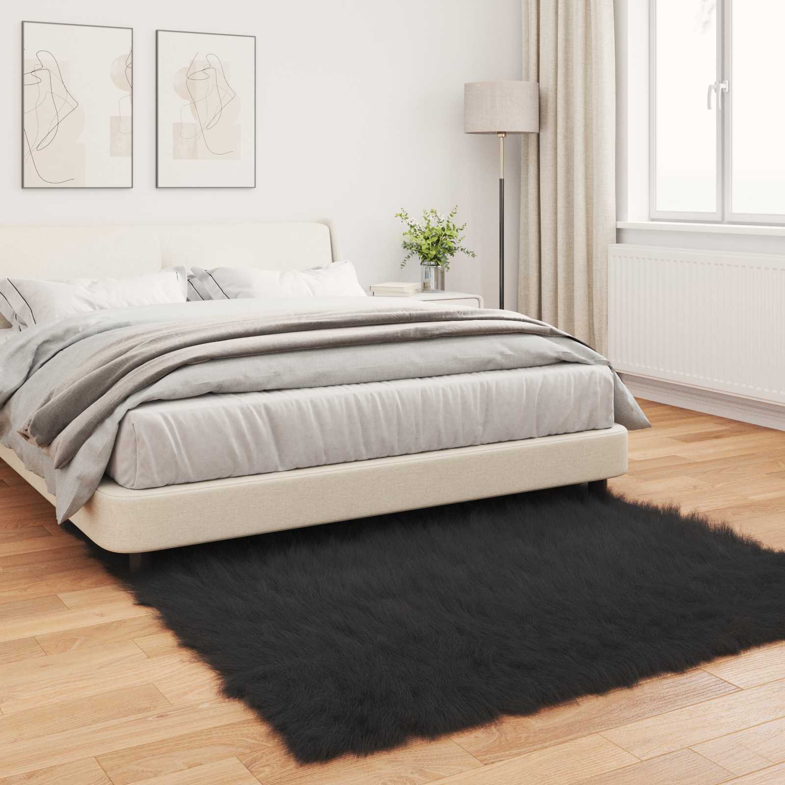 Tappeto in finta TAFALLA Nero 160 x 160 cm Poliestere