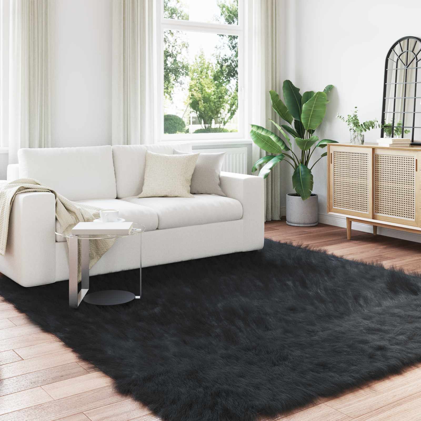 Tappeto in finta TAFALLA Nero 200 x 200 cm Poliestere