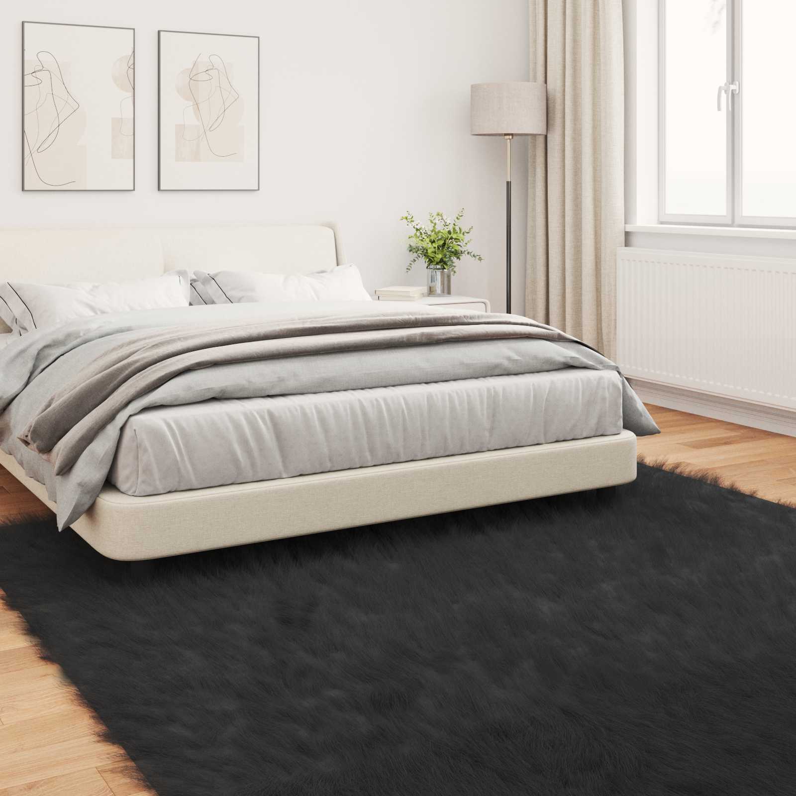 Tappeto in finta TAFALLA Nero 200 x 200 cm Poliestere