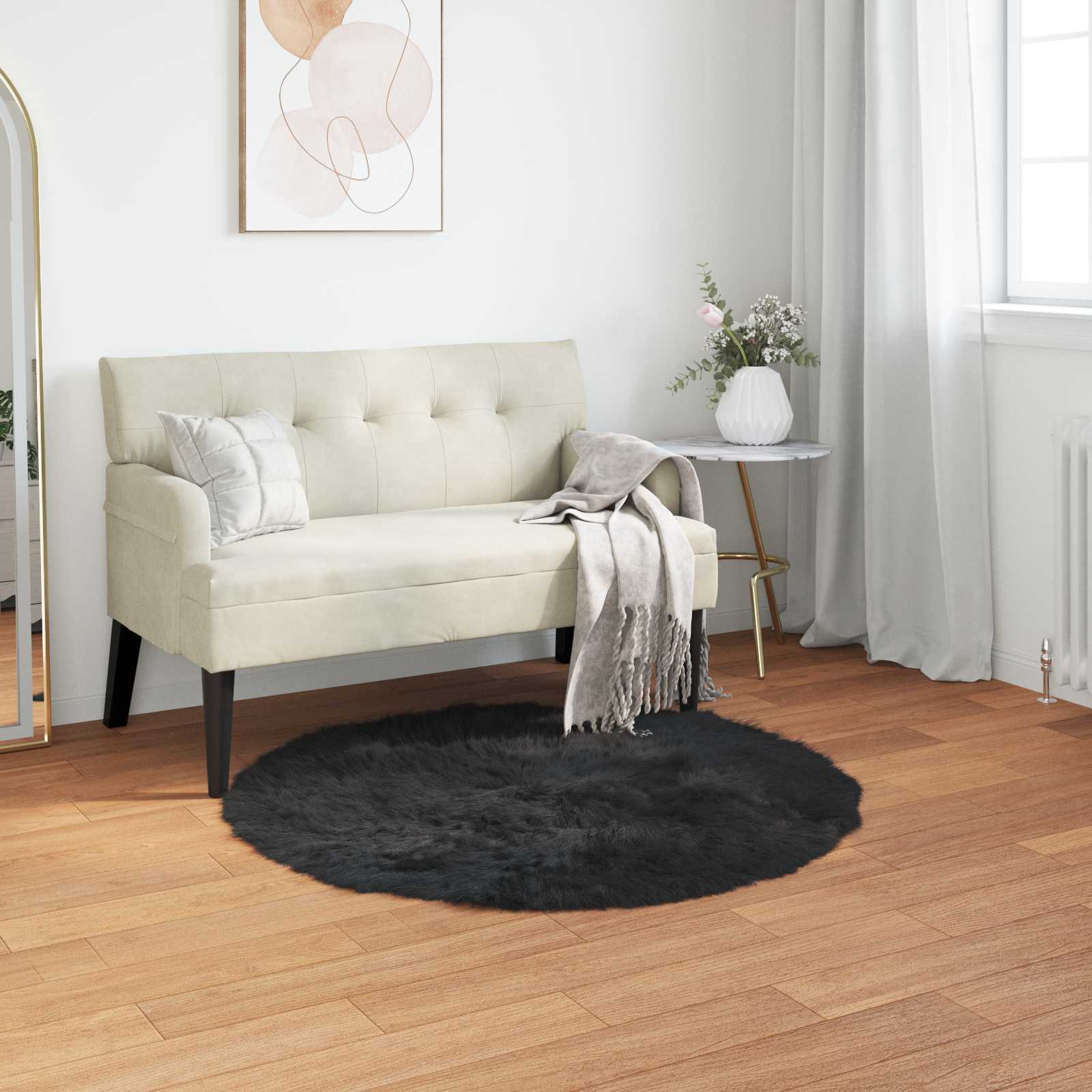 Tappeto in finta TAFALLA Nero Ø 80 cm Poliestere