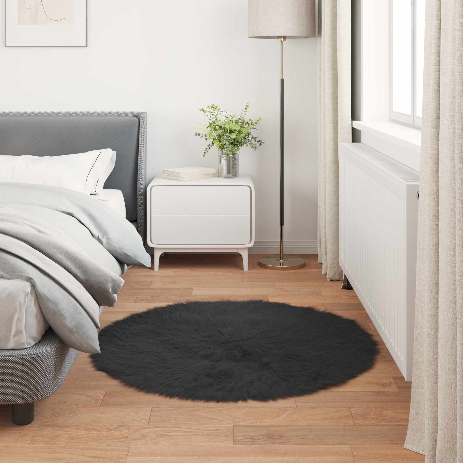 Tappeto in finta TAFALLA Nero Ø 80 cm Poliestere
