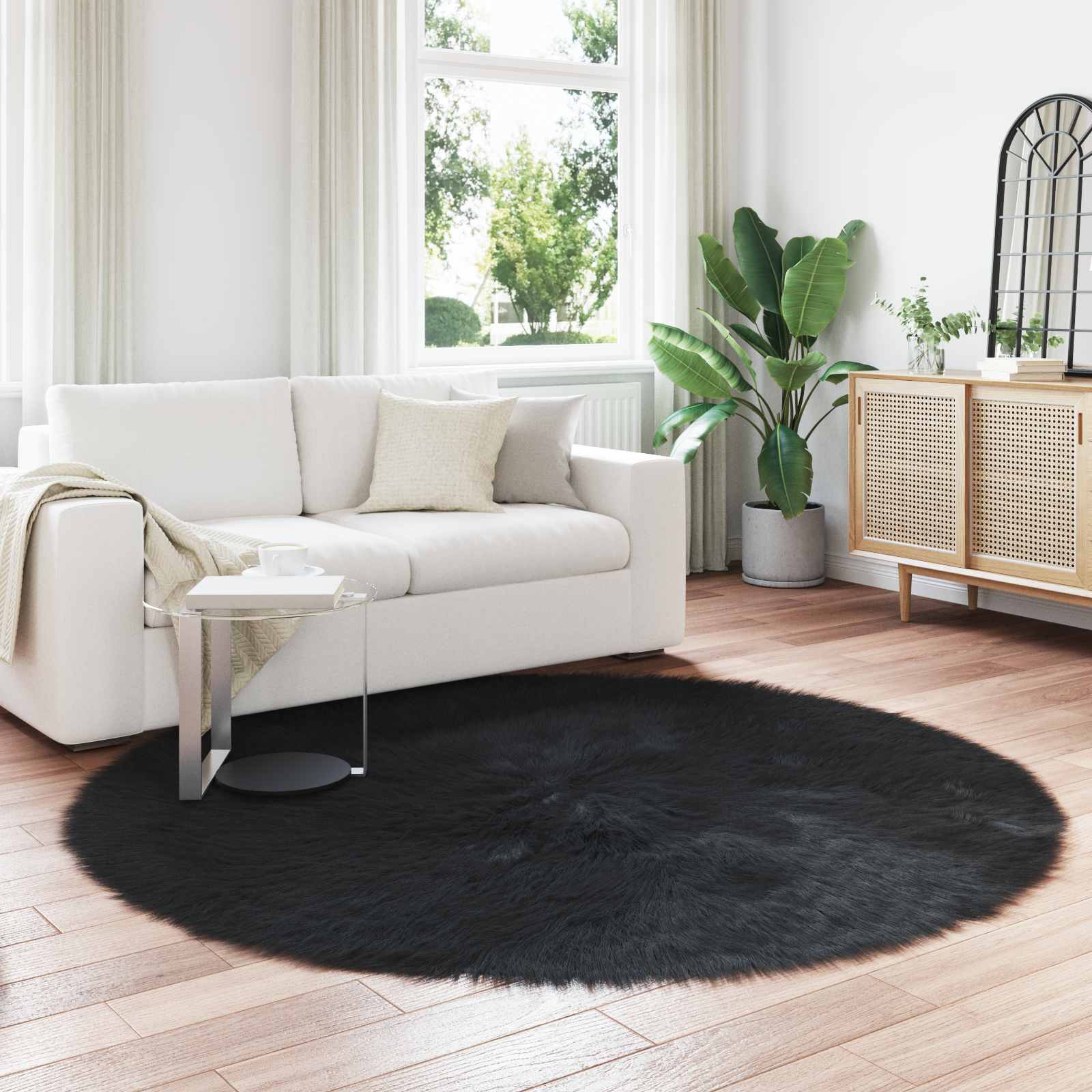 Tappeto in finta TAFALLA Nero Ø 200 cm Poliestere