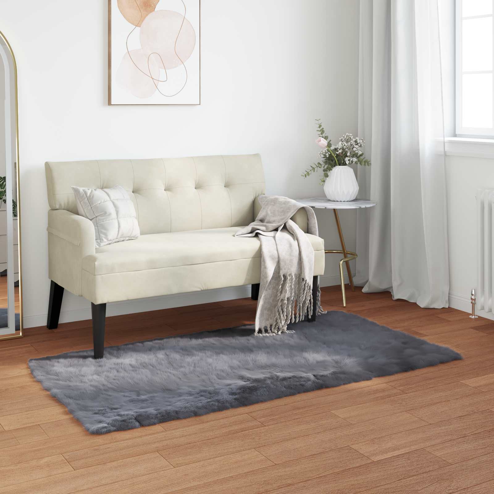 Tappeto in finta TAFALLA Antracite 80 x 150 cm Poliestere