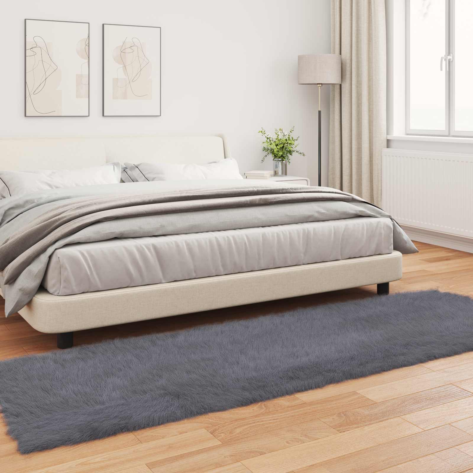 Tappeto in finta TAFALLA Antracite 80 x 250 cm Poliestere