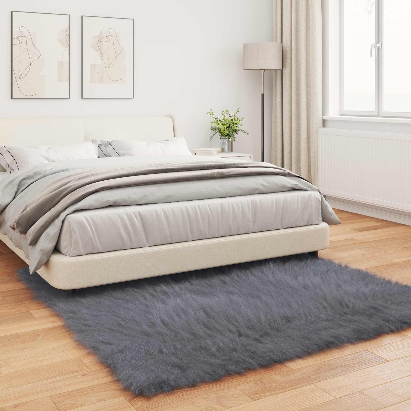 Tappeto in finta TAFALLA Antracite 120 x 120 cm Poliestere