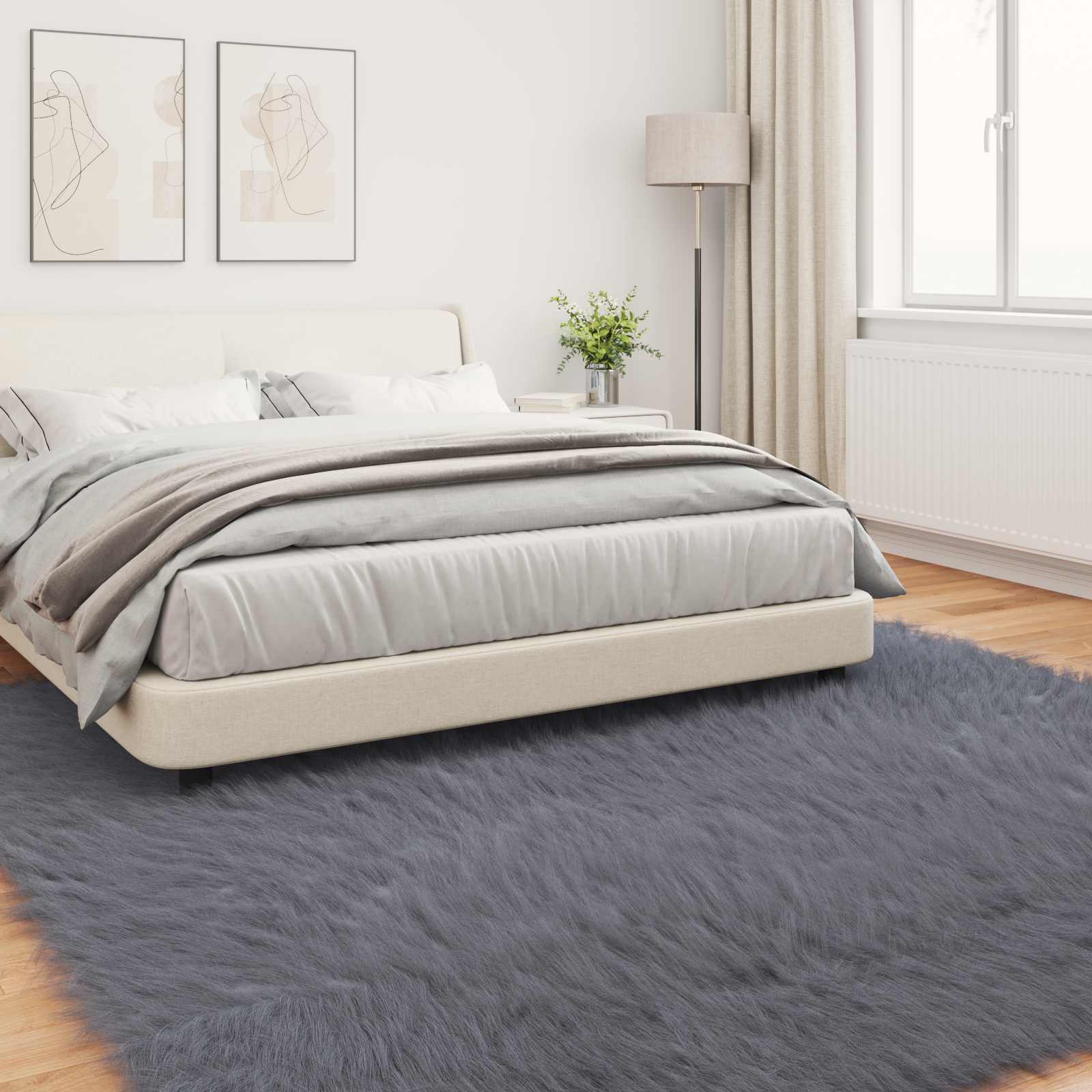 Tappeto in finta TAFALLA Antracite 200 x 200 cm Poliestere