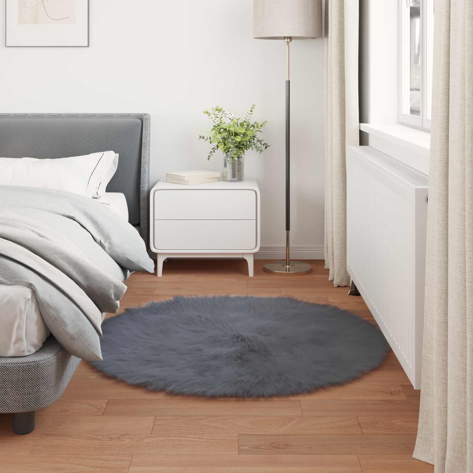 Tappeto in finta TAFALLA Antracite Ø 100 cm Poliestere