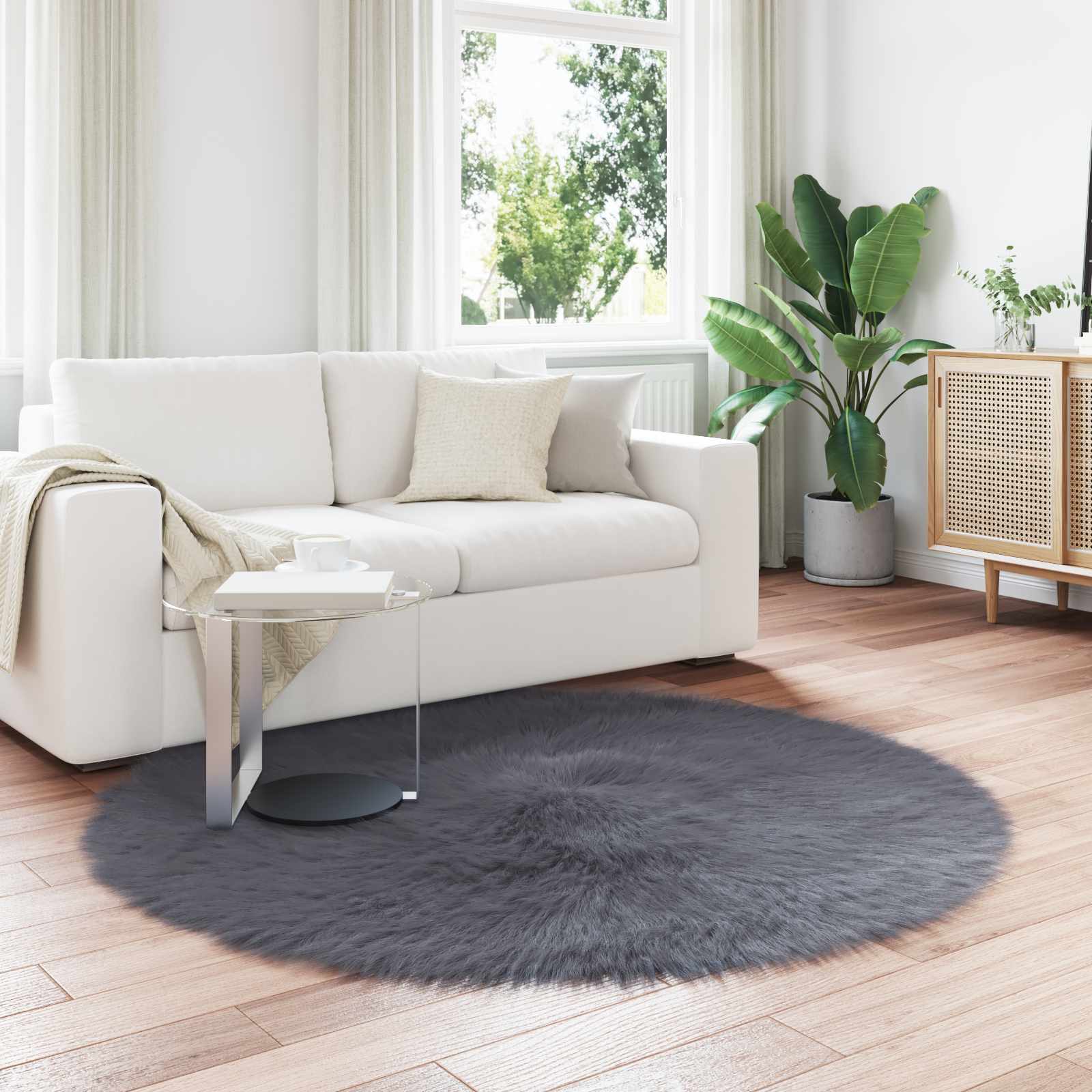 Tappeto in finta TAFALLA Antracite Ø 160 cm Poliestere