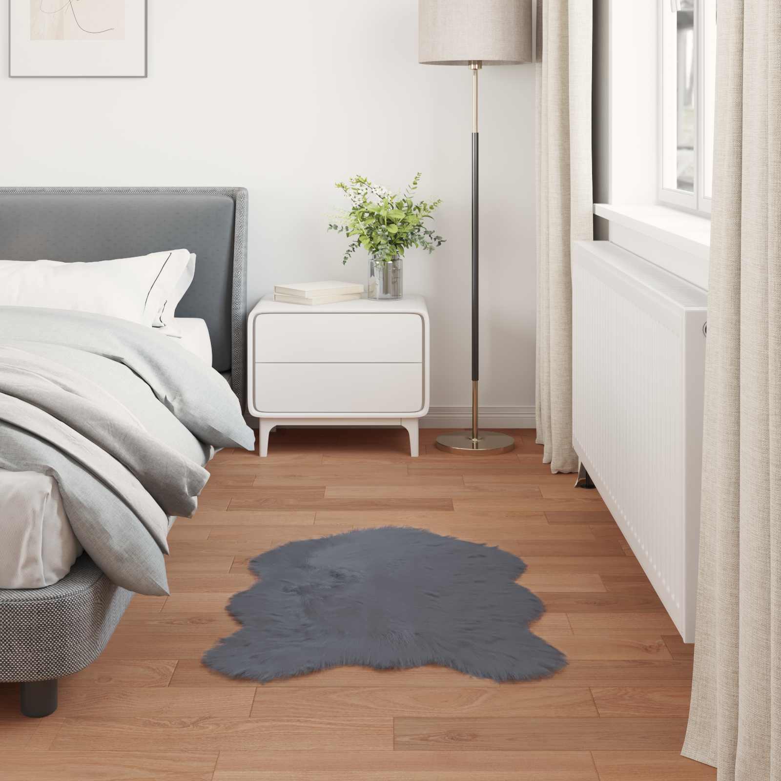 Tappeto in finta TAFALLA Antracite 60 x 90 cm Poliestere