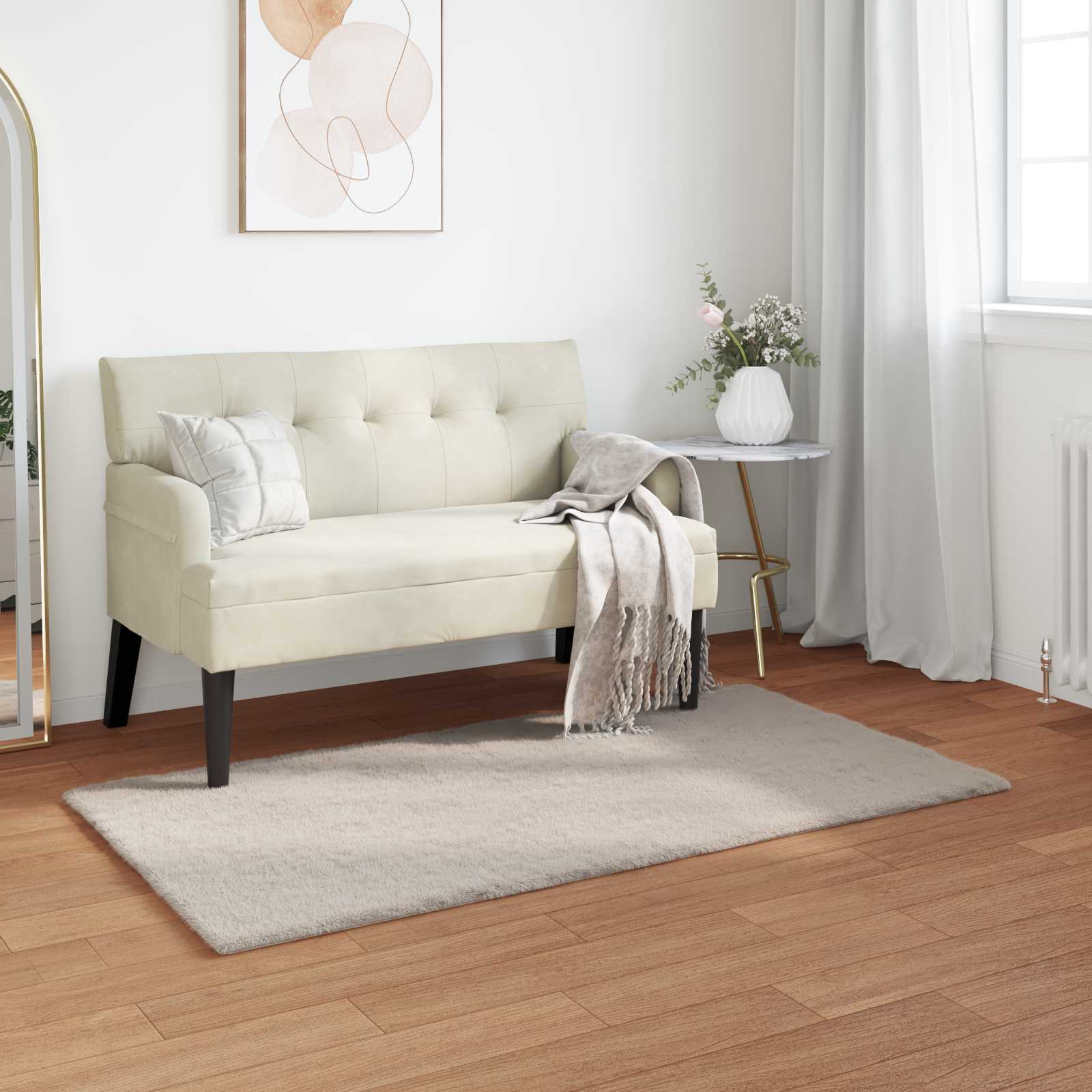 Tappeto antiscivolo in sintetica di coniglio OLITE Beige