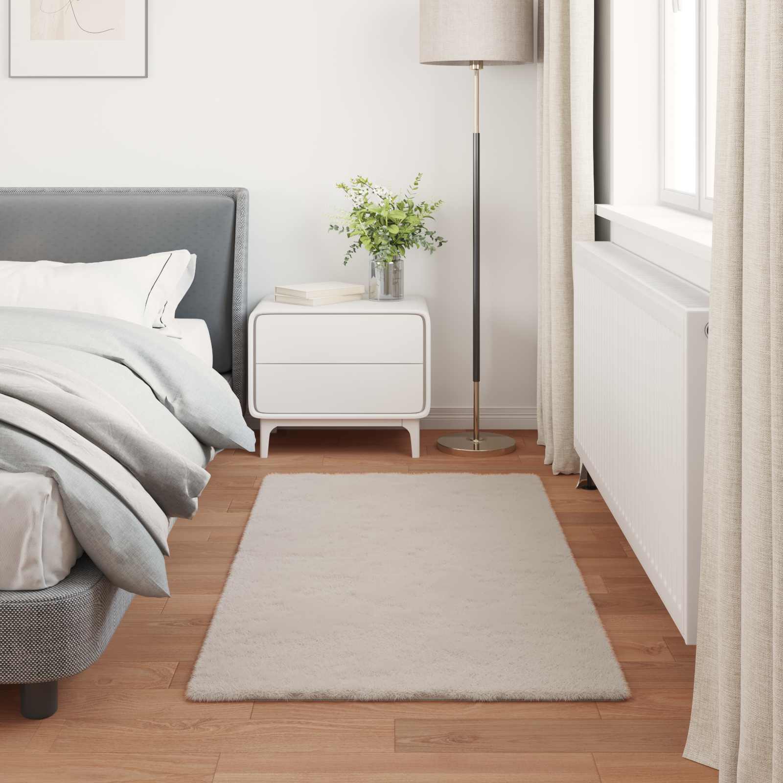 Tappeto antiscivolo in sintetica di coniglio OLITE Beige