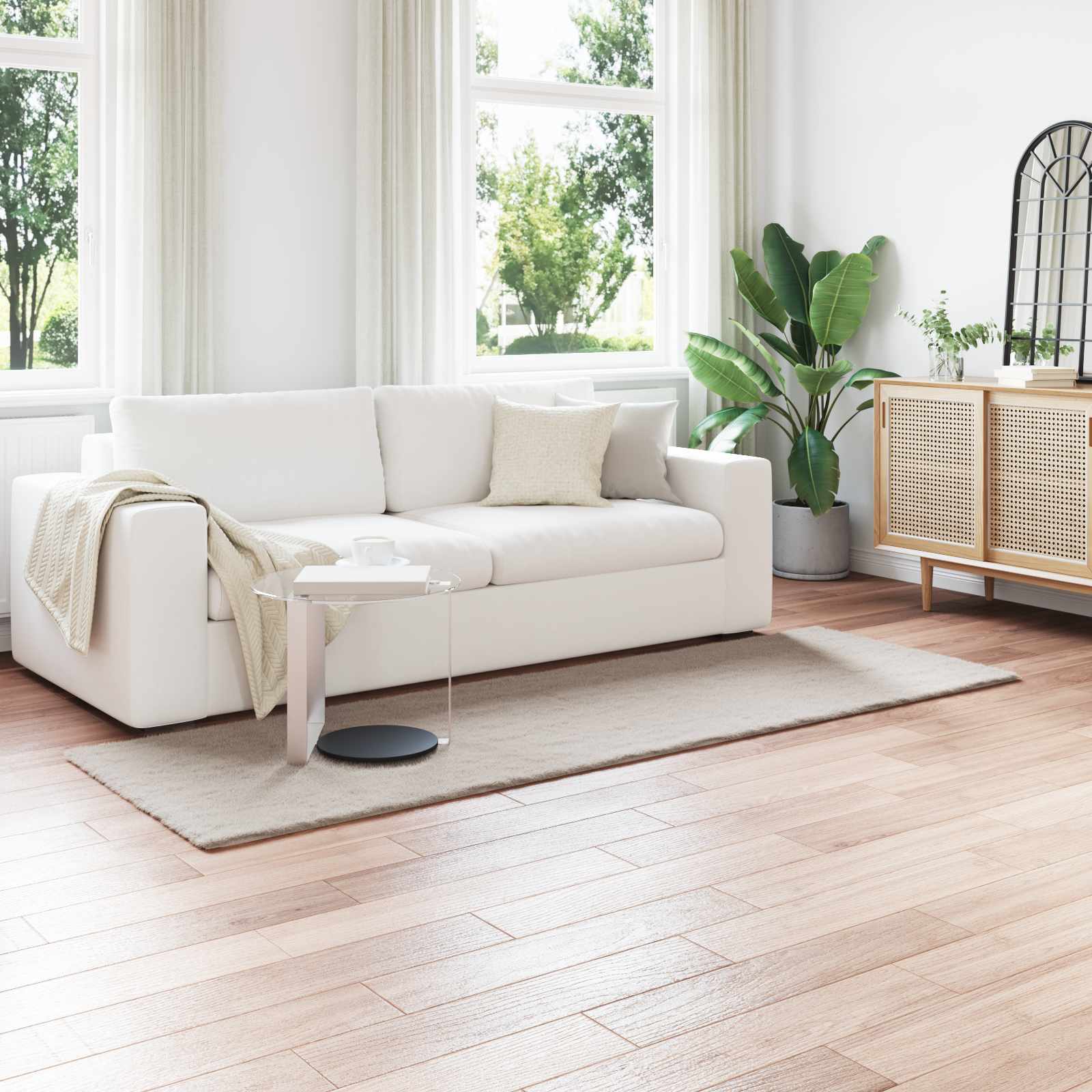 Tappeto antiscivolo in sintetica di coniglio OLITE Beige
