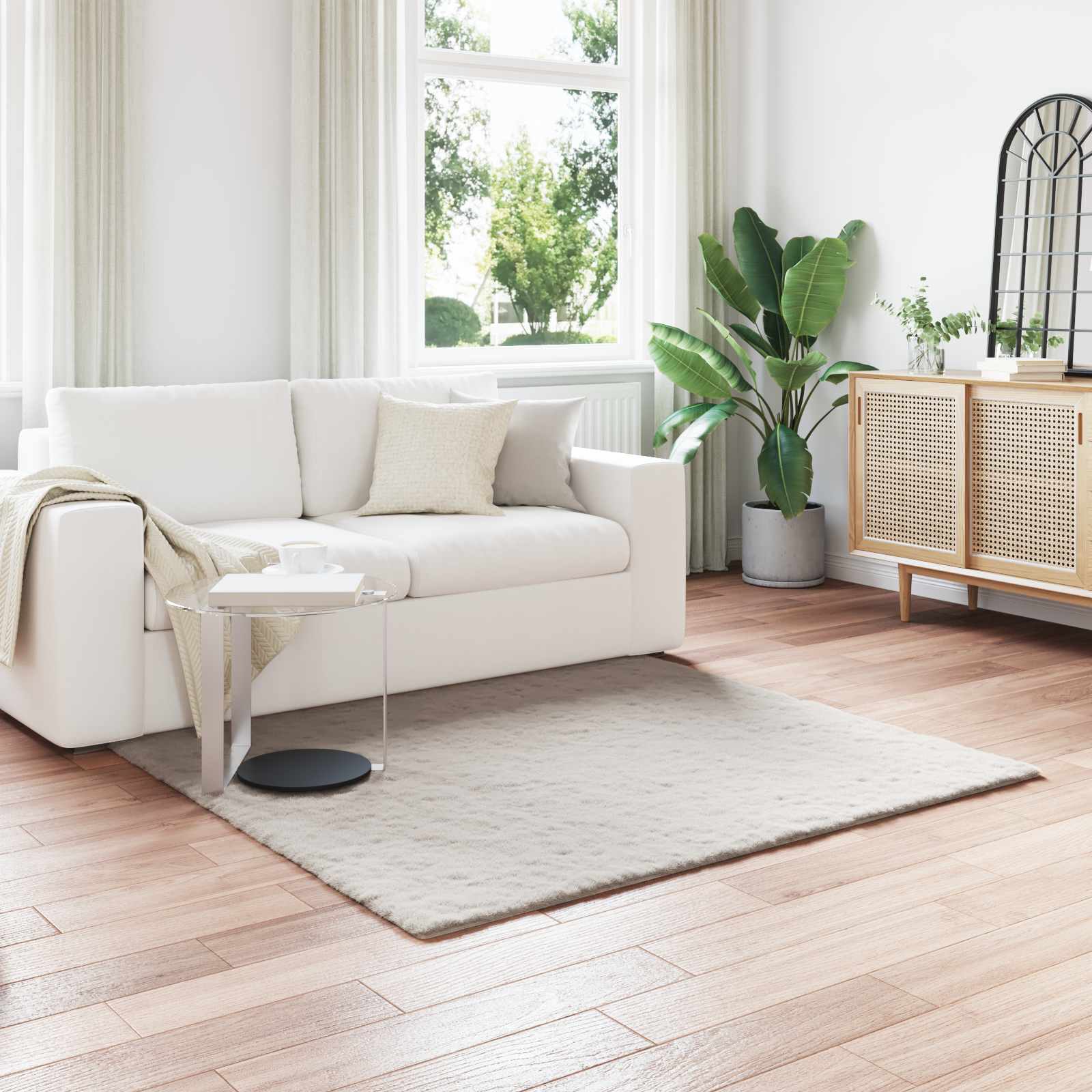 Tappeto antiscivolo in sintetica di coniglio OLITE Beige
