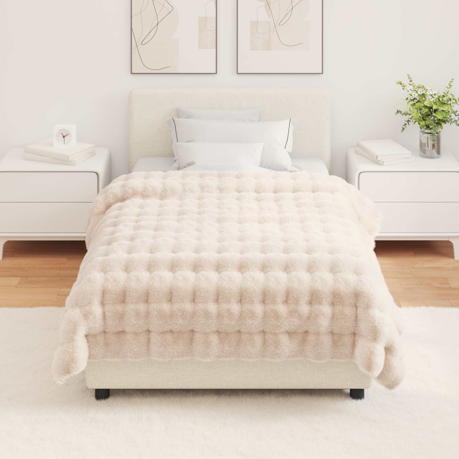 Coperta antiscivolo in sintetica di coniglio Olite Beige