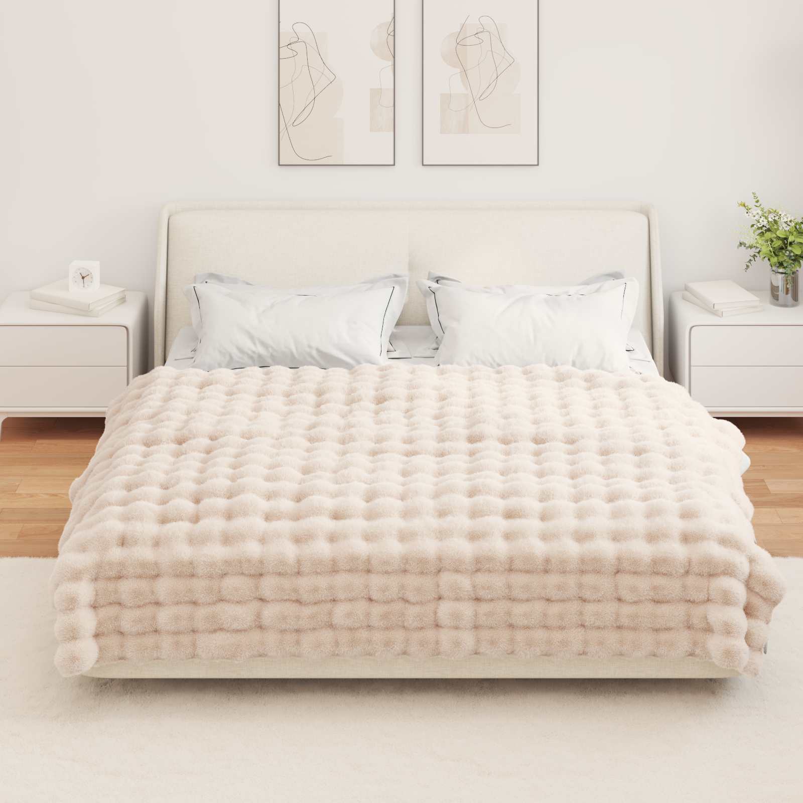 Coperta antiscivolo in sintetica di coniglio Olite Beige