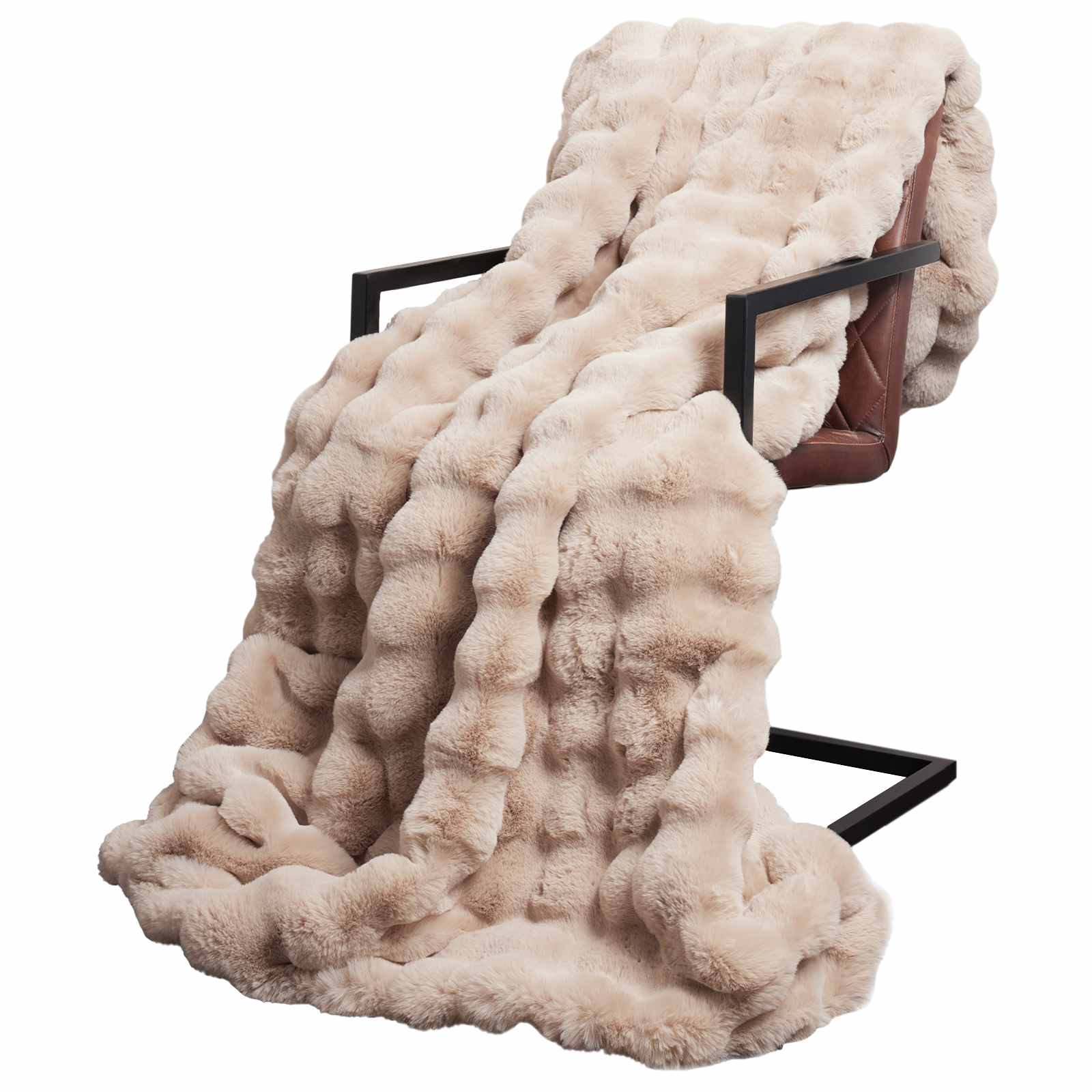 Coperta antiscivolo in sintetica di coniglio Olite 4 pz Beige