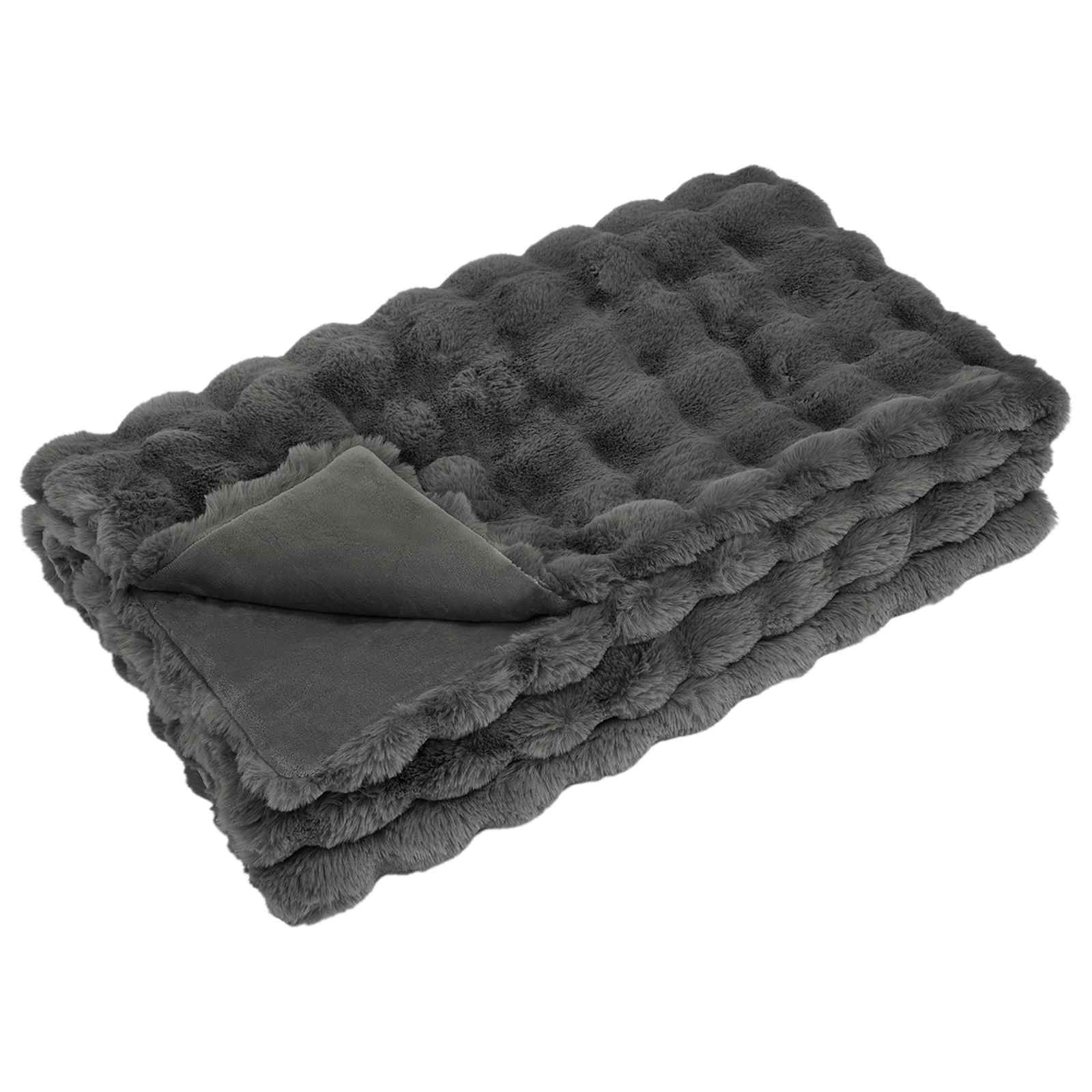 Coperta antiscivolo in sintetica di coniglio Olite Grigio Scuro