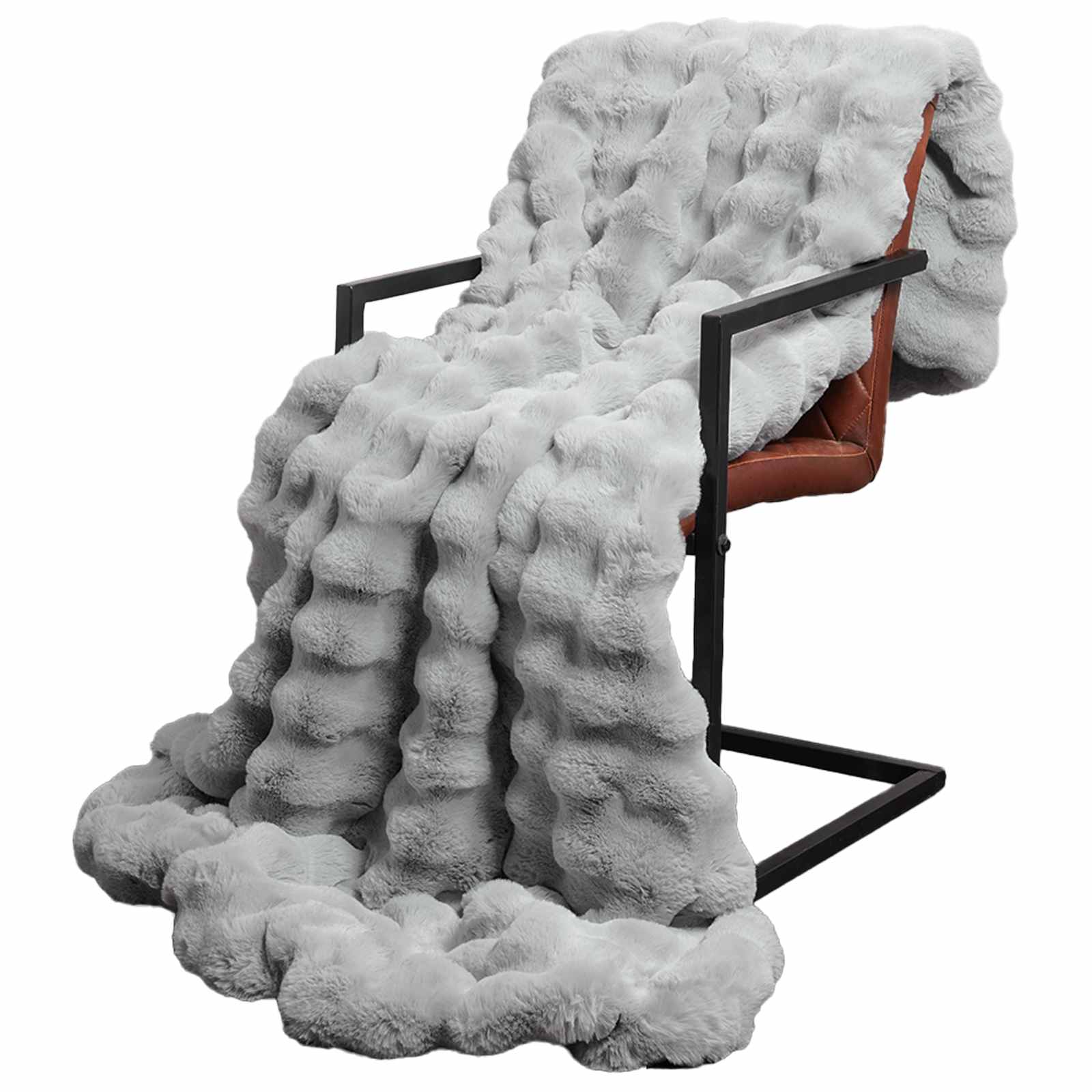 Coperta antiscivolo in sintetica di coniglio Olite Grigio