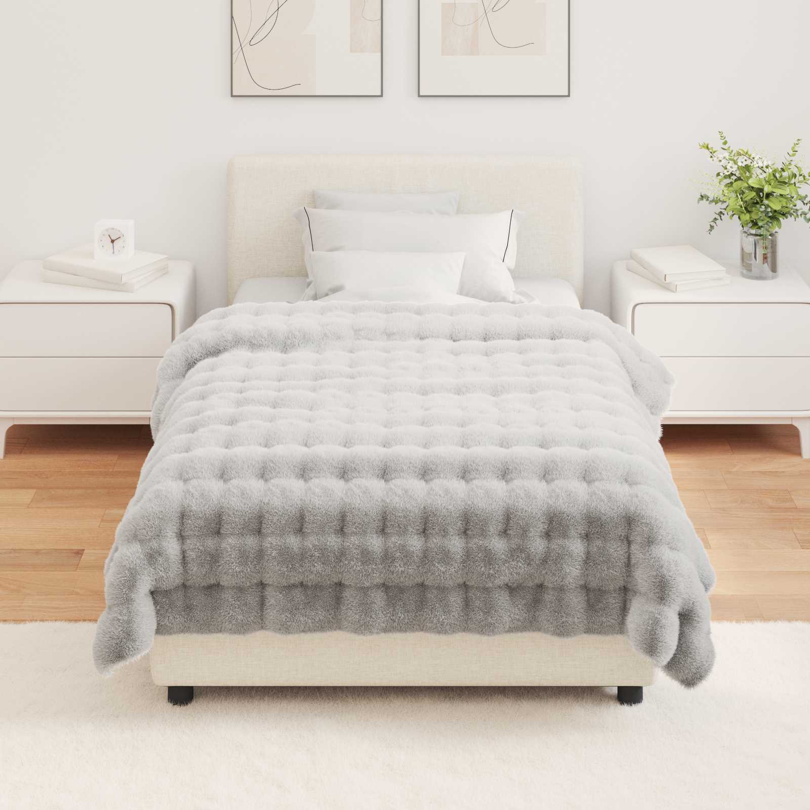 Coperta antiscivolo in sintetica di coniglio Olite Grigio