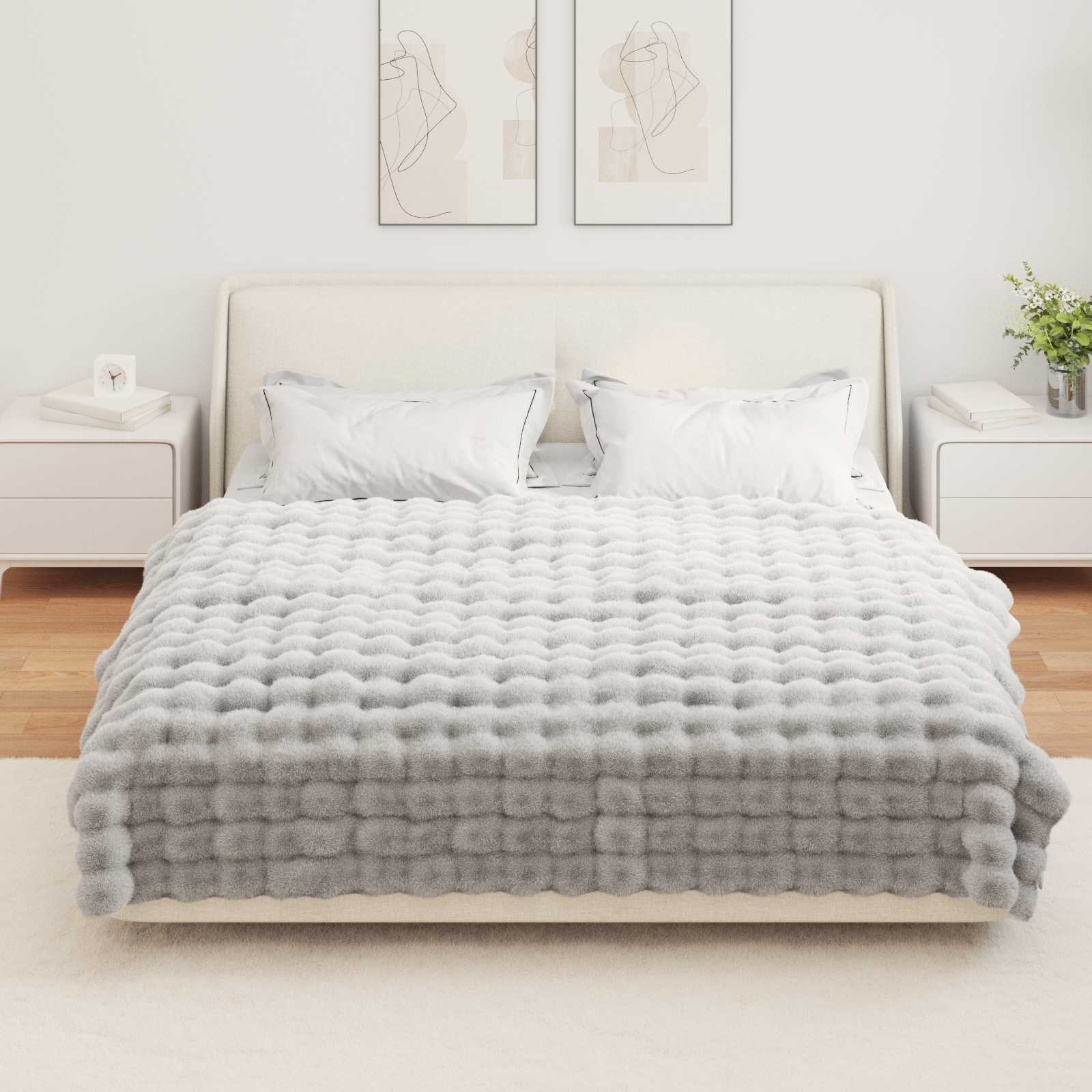 Coperta antiscivolo in sintetica di coniglio Olite Grigio