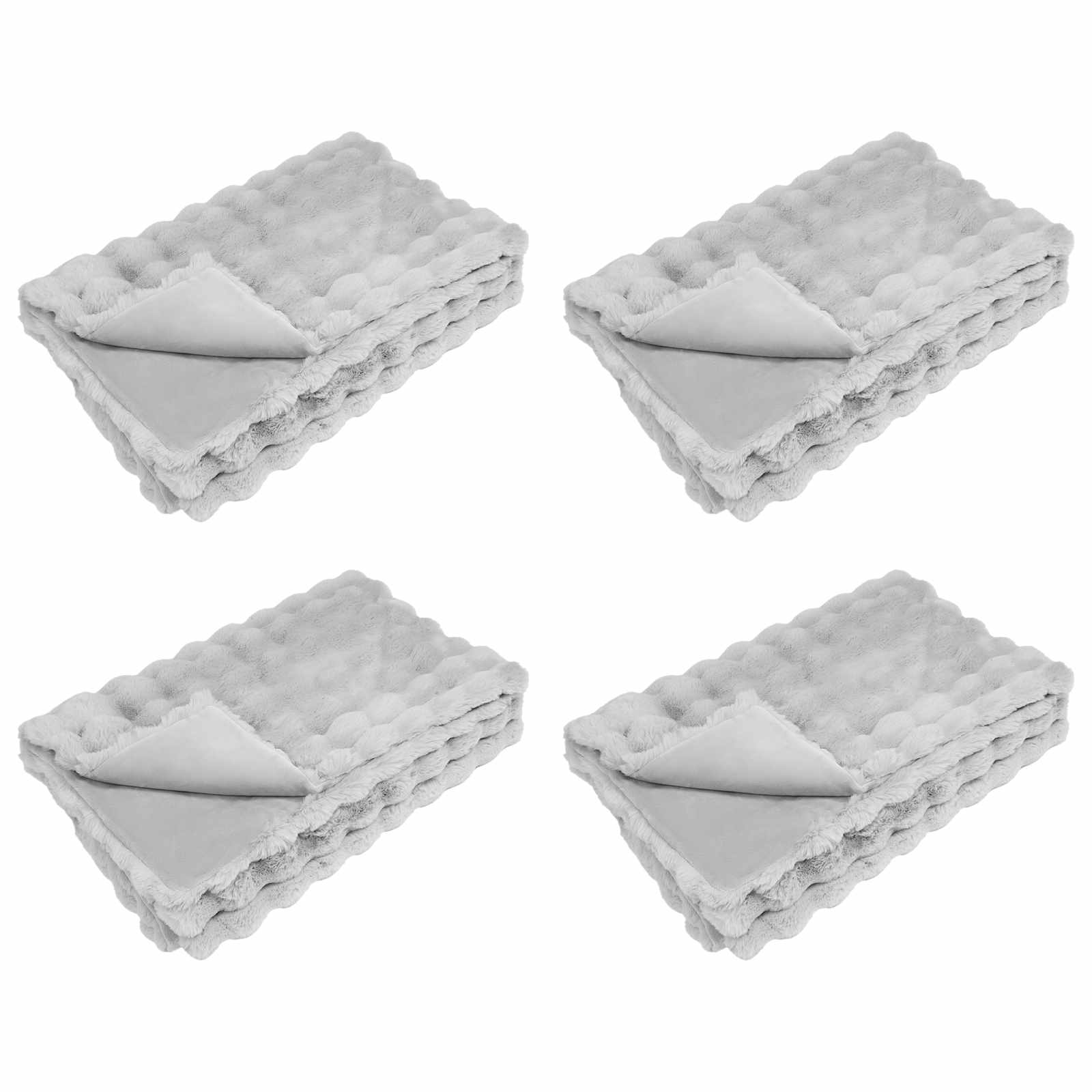 Coperta antiscivolo in sintetica di coniglio Olite 4 pz Grigio