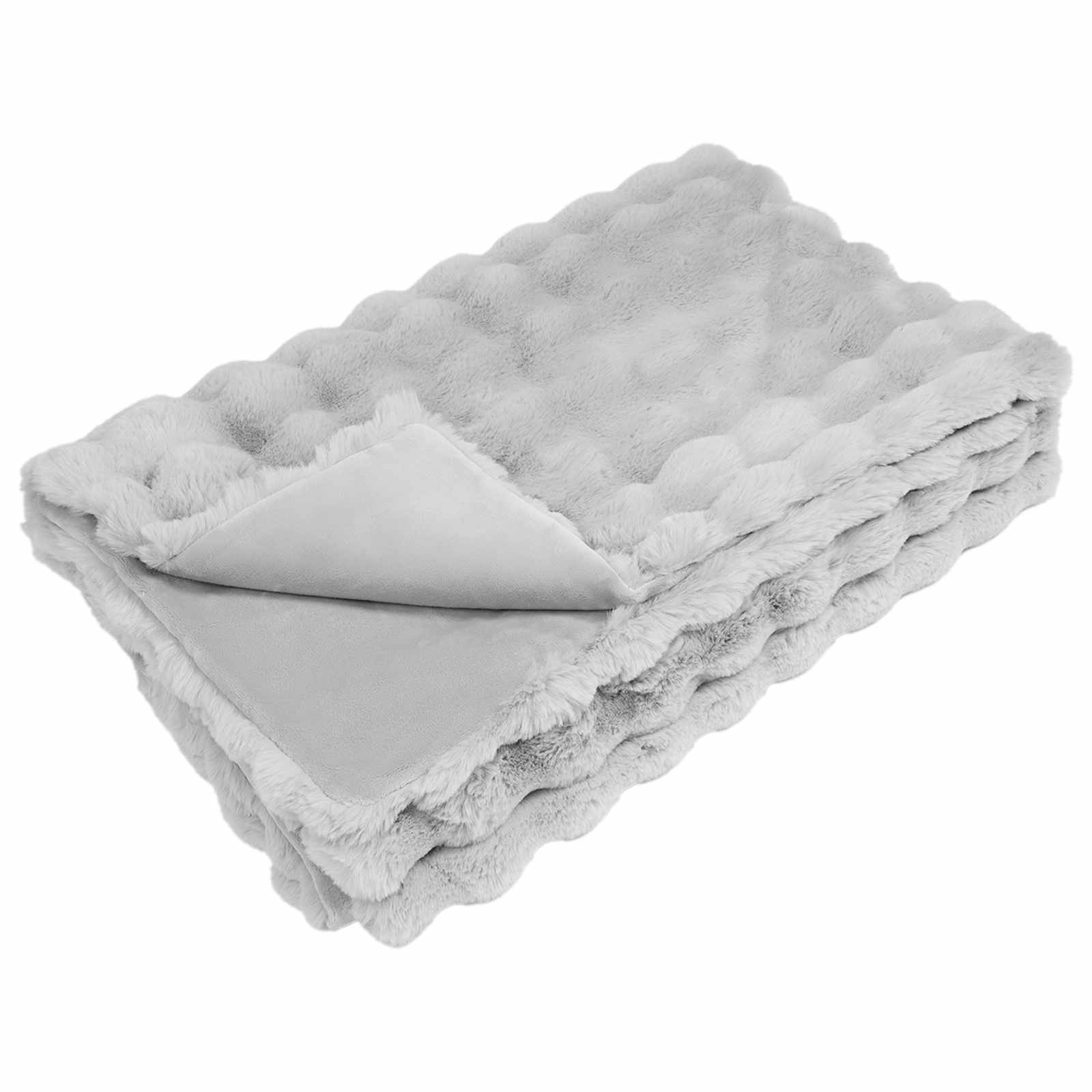 Coperta antiscivolo in sintetica di coniglio Olite 4 pz Grigio