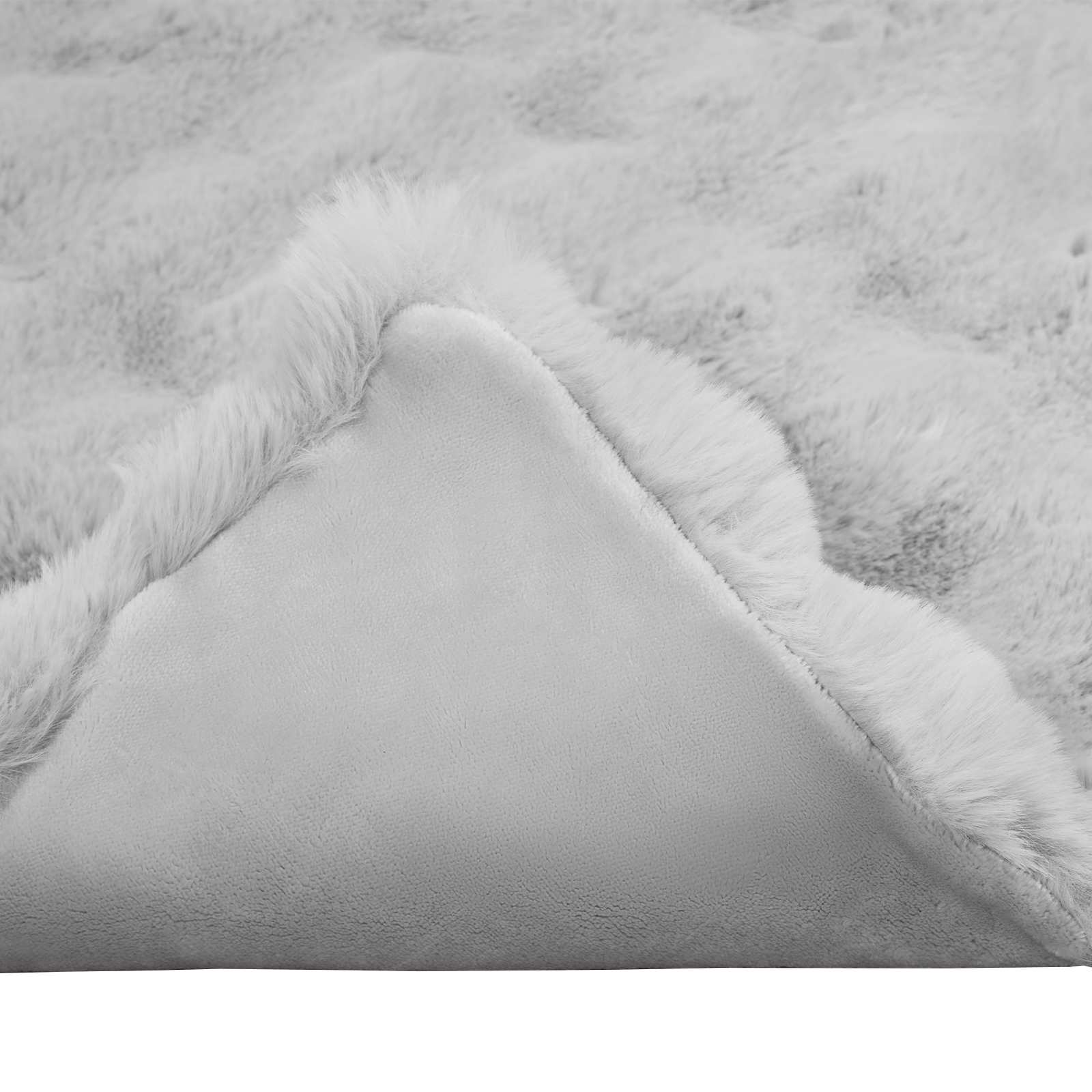 Coperta antiscivolo in sintetica di coniglio Olite 4 pz Grigio