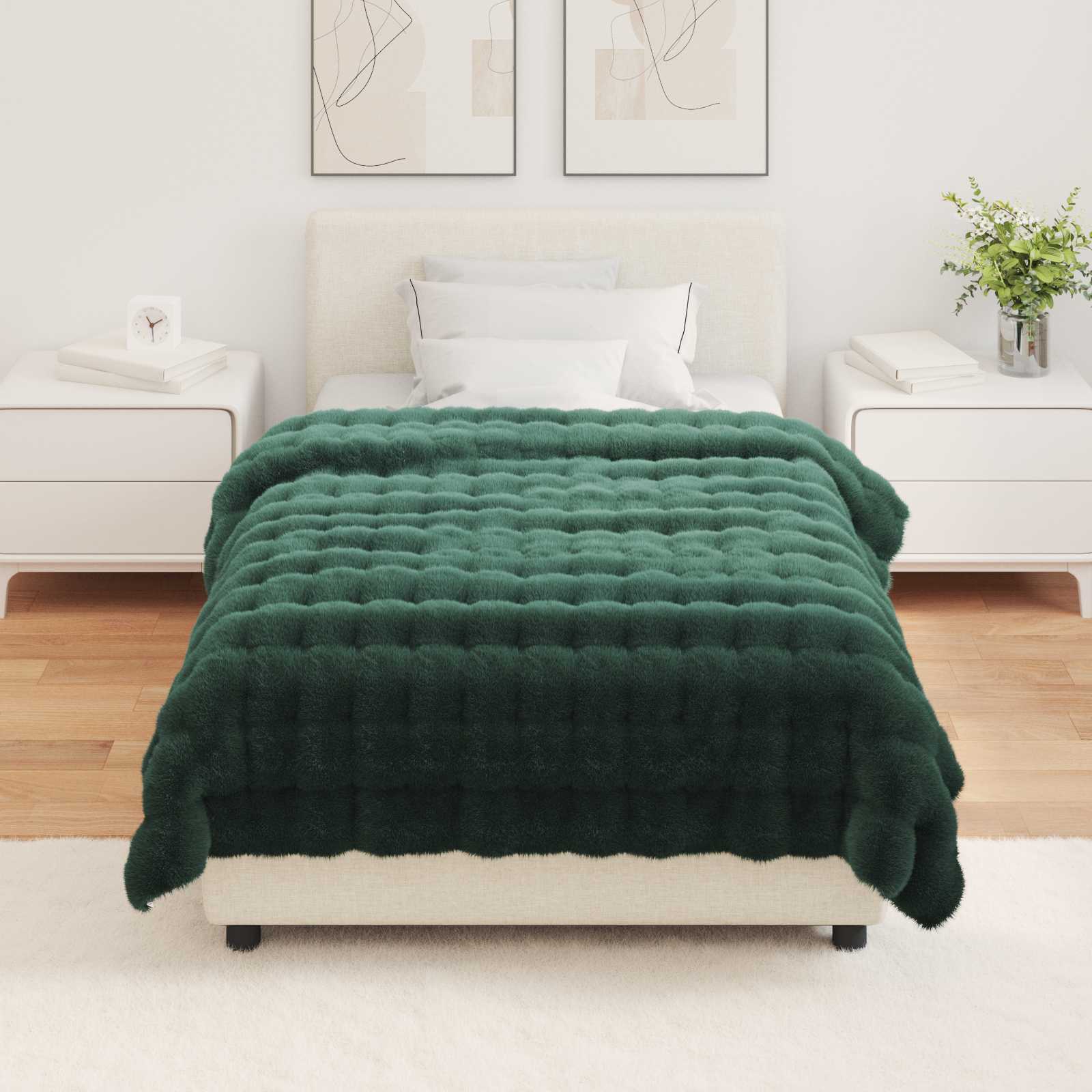 Coperta antiscivolo in sintetica di coniglio Olite Verde Scuro