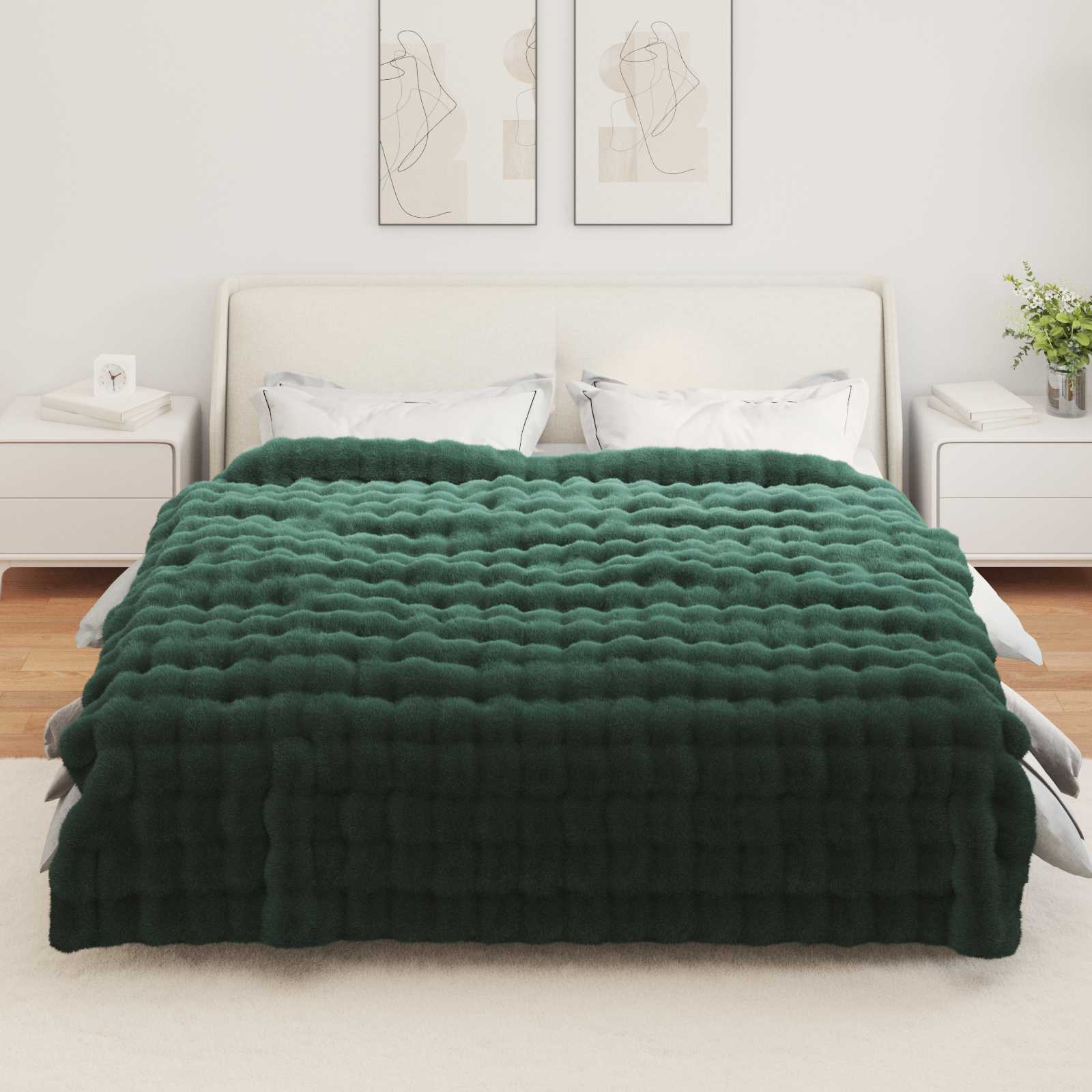 Coperta antiscivolo in sintetica di coniglio Olite Verde Scuro