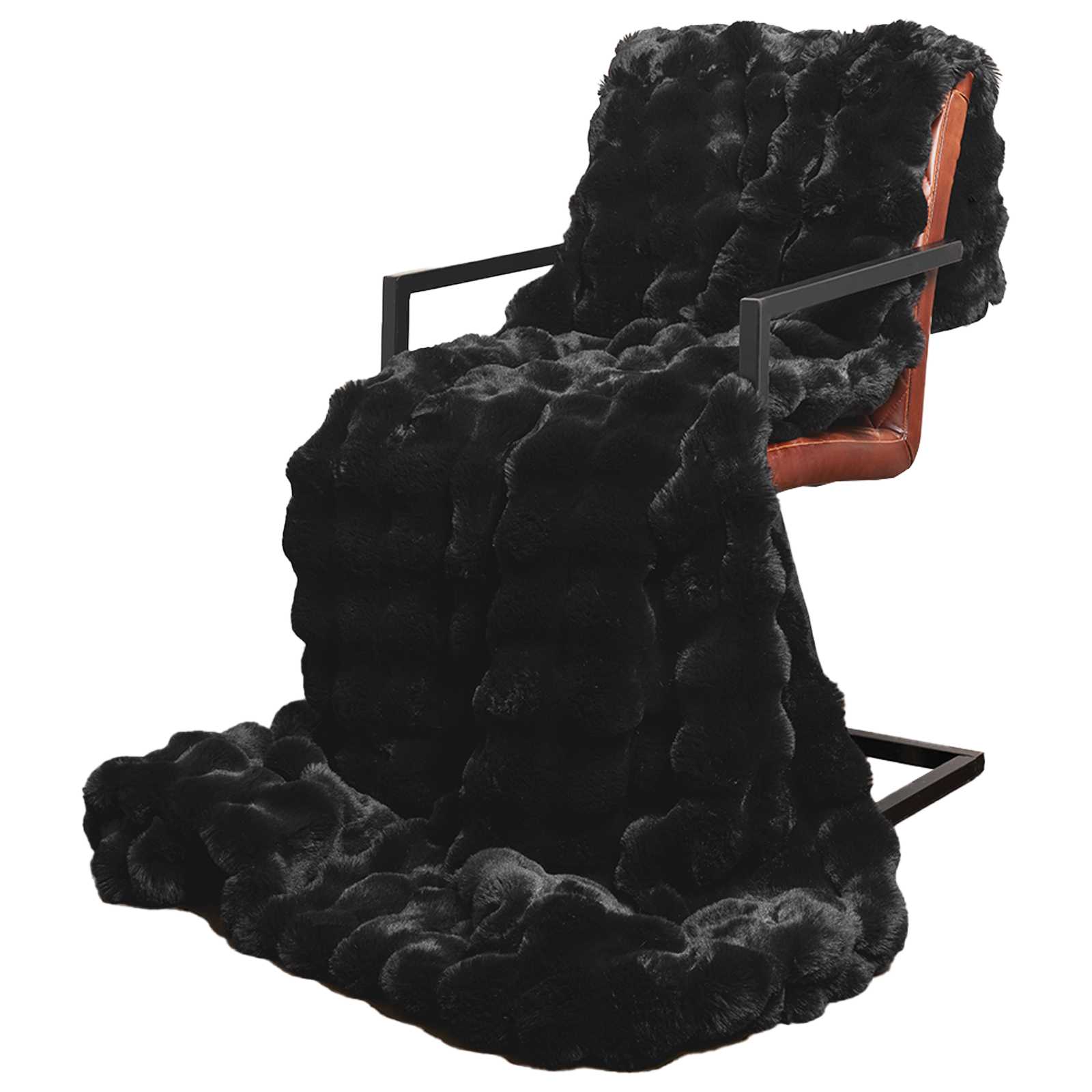 Coperta antiscivolo in sintetica di coniglio Olite Nero
