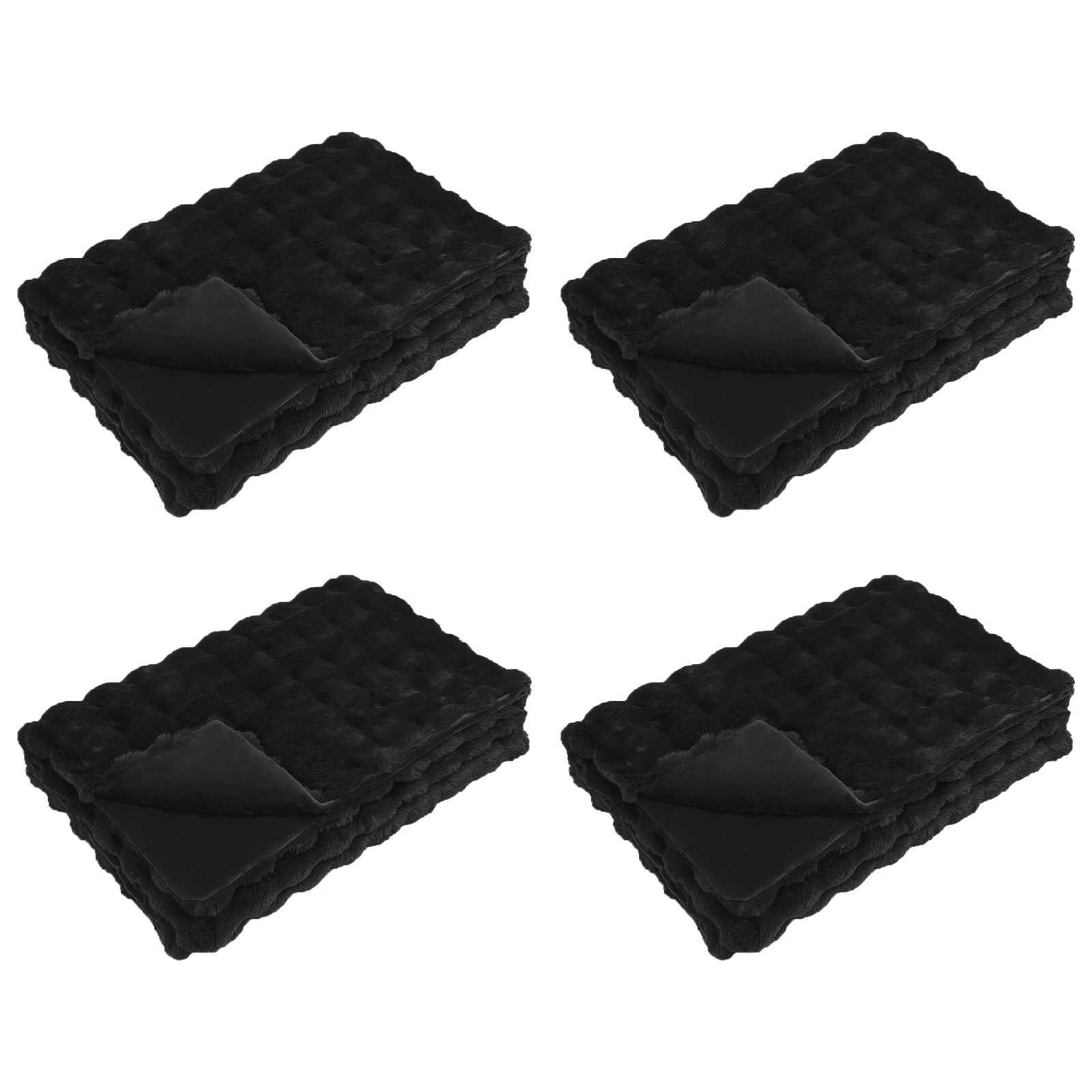 Coperta antiscivolo in sintetica di coniglio Olite 4 pz Nero