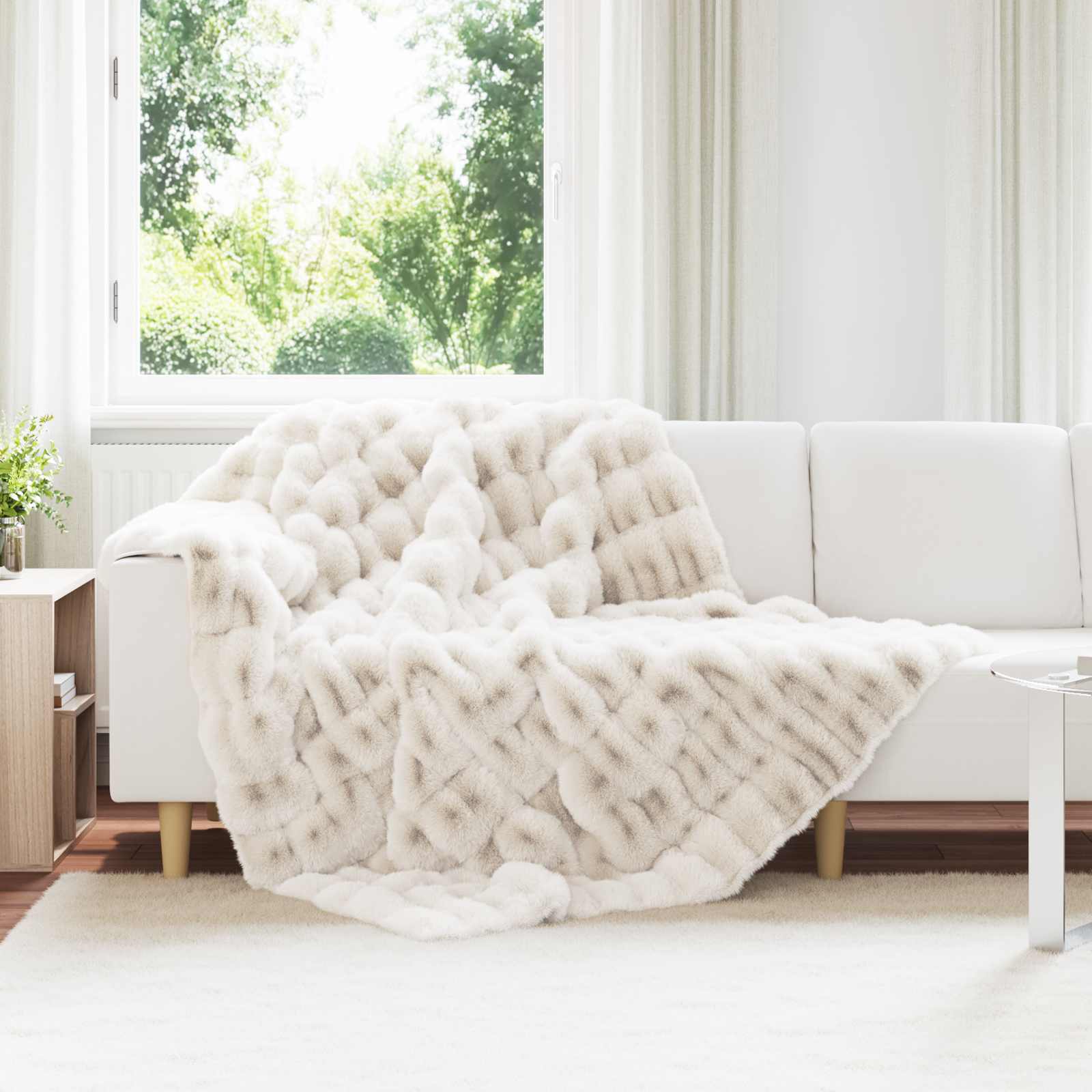 Coperta antiscivolo in sintetica di coniglio Olite Bianco